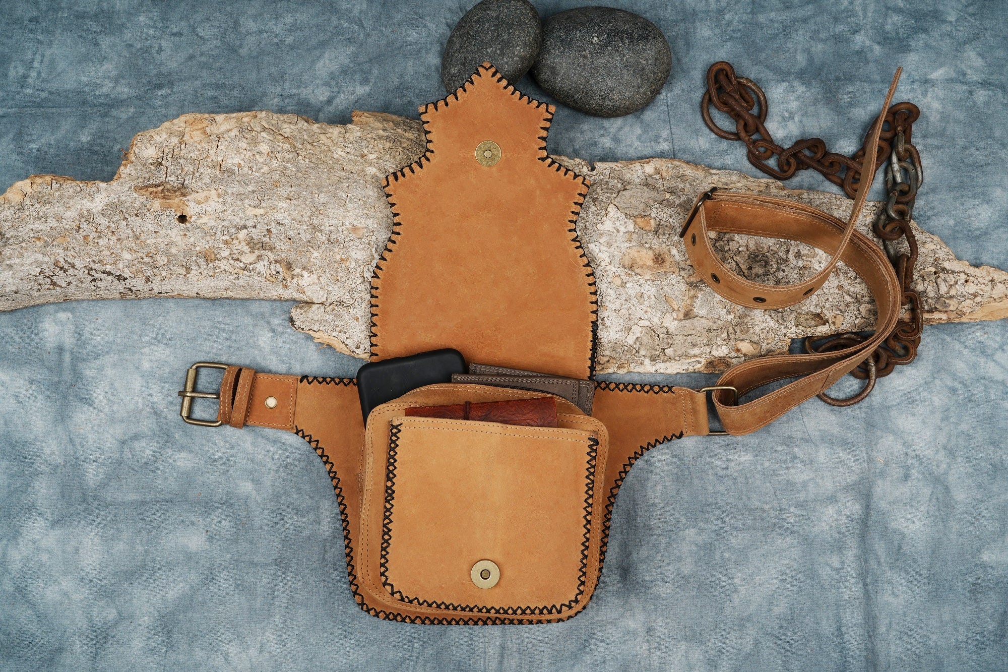 Leather hip bag - Medieval Belt Bag - Adjustable Viking Belt Pouch - Steampunk Belt ,Hippie Bag - Utility Hip Belt