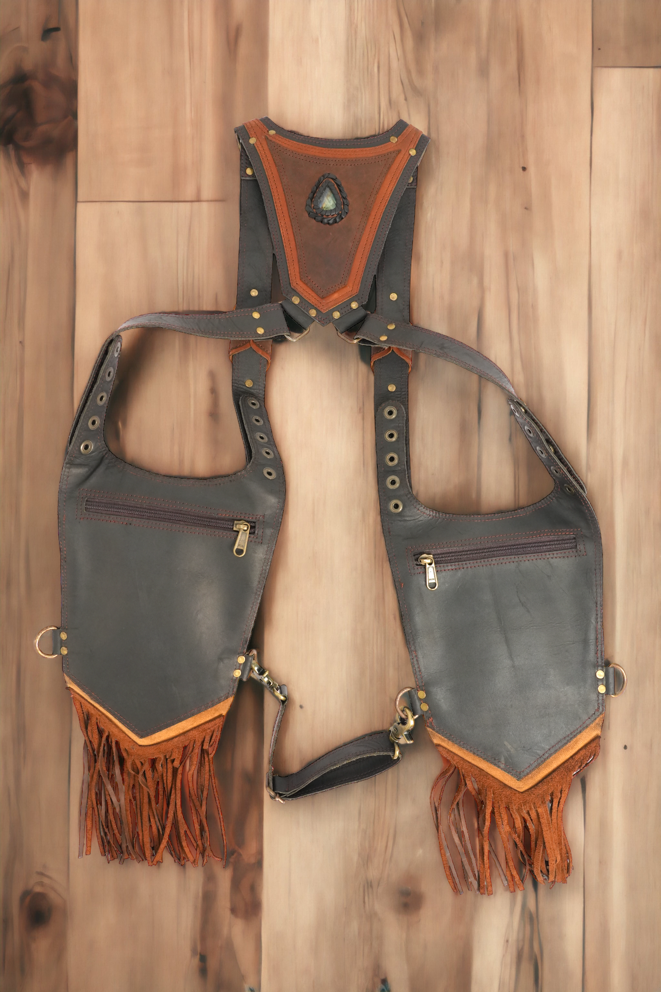 Frill Holster Bag|| Burning Man Leather Holster Belt ||  Steampunk Utility Holster Bag