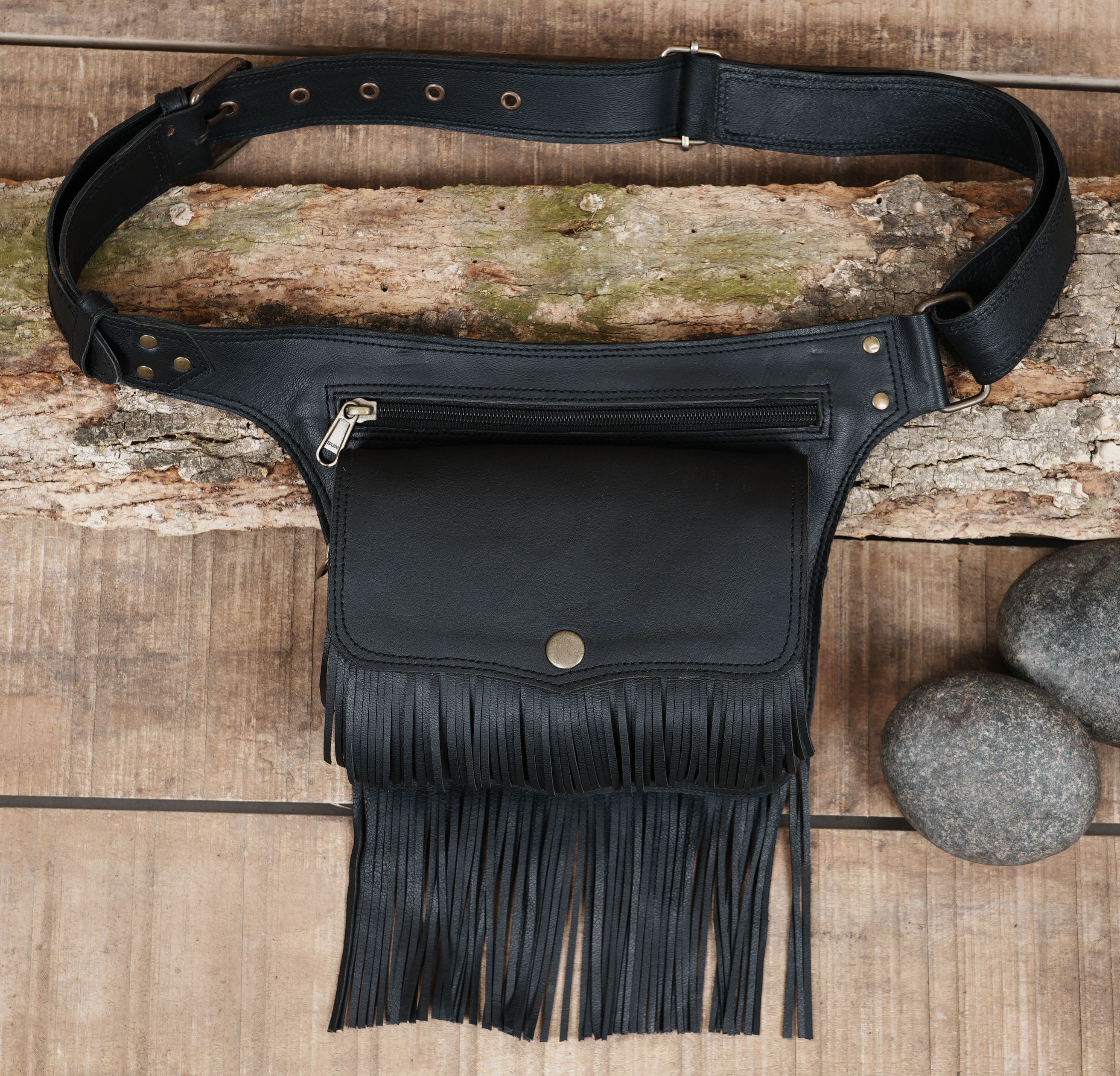 Handmade Leather Waist Bag with Adjustable Belt, Festival Fanny Pack, Leather Hip Bag, Gift for her