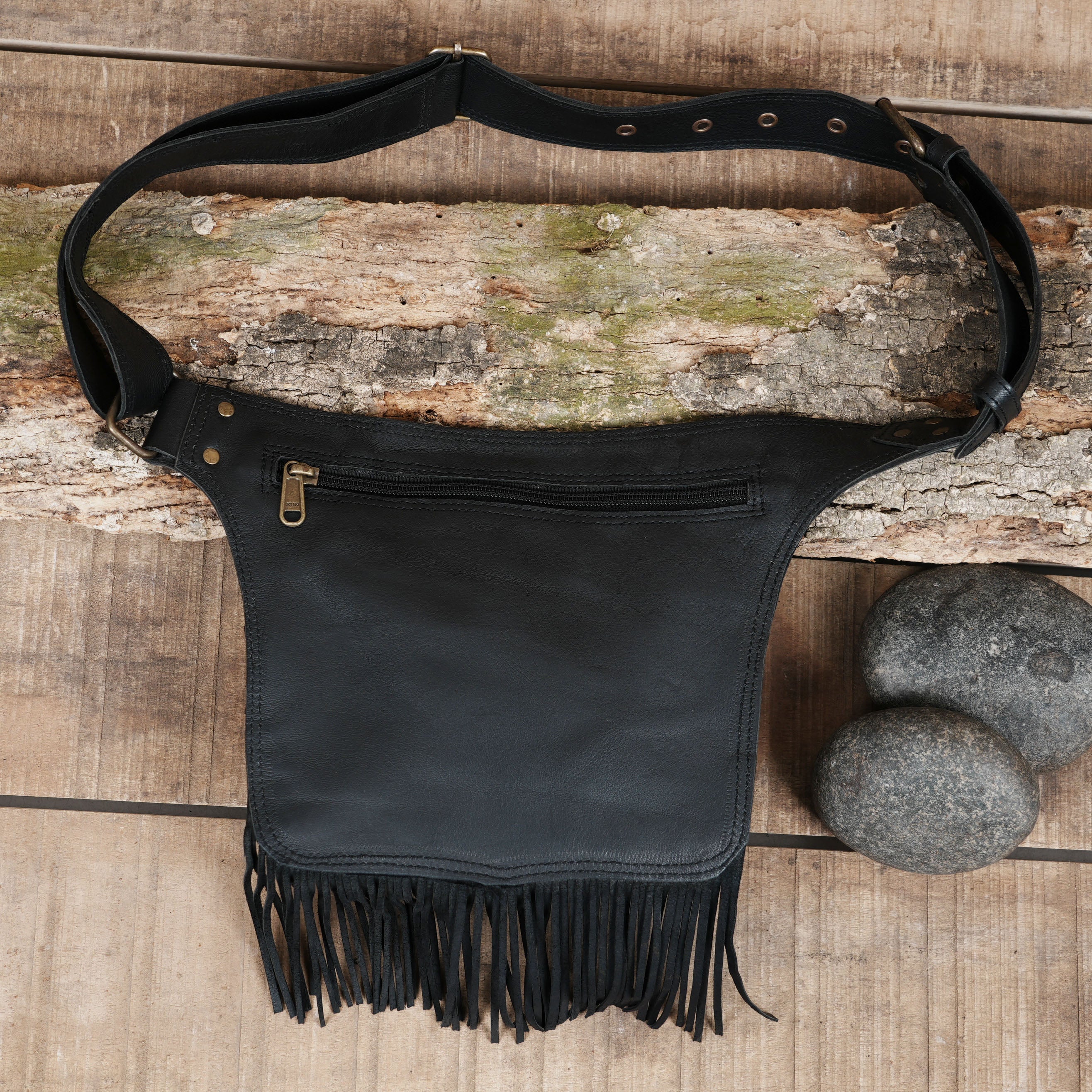 Handmade Leather Waist Bag with Adjustable Belt, Festival Fanny Pack, Leather Hip Bag, Gift for her