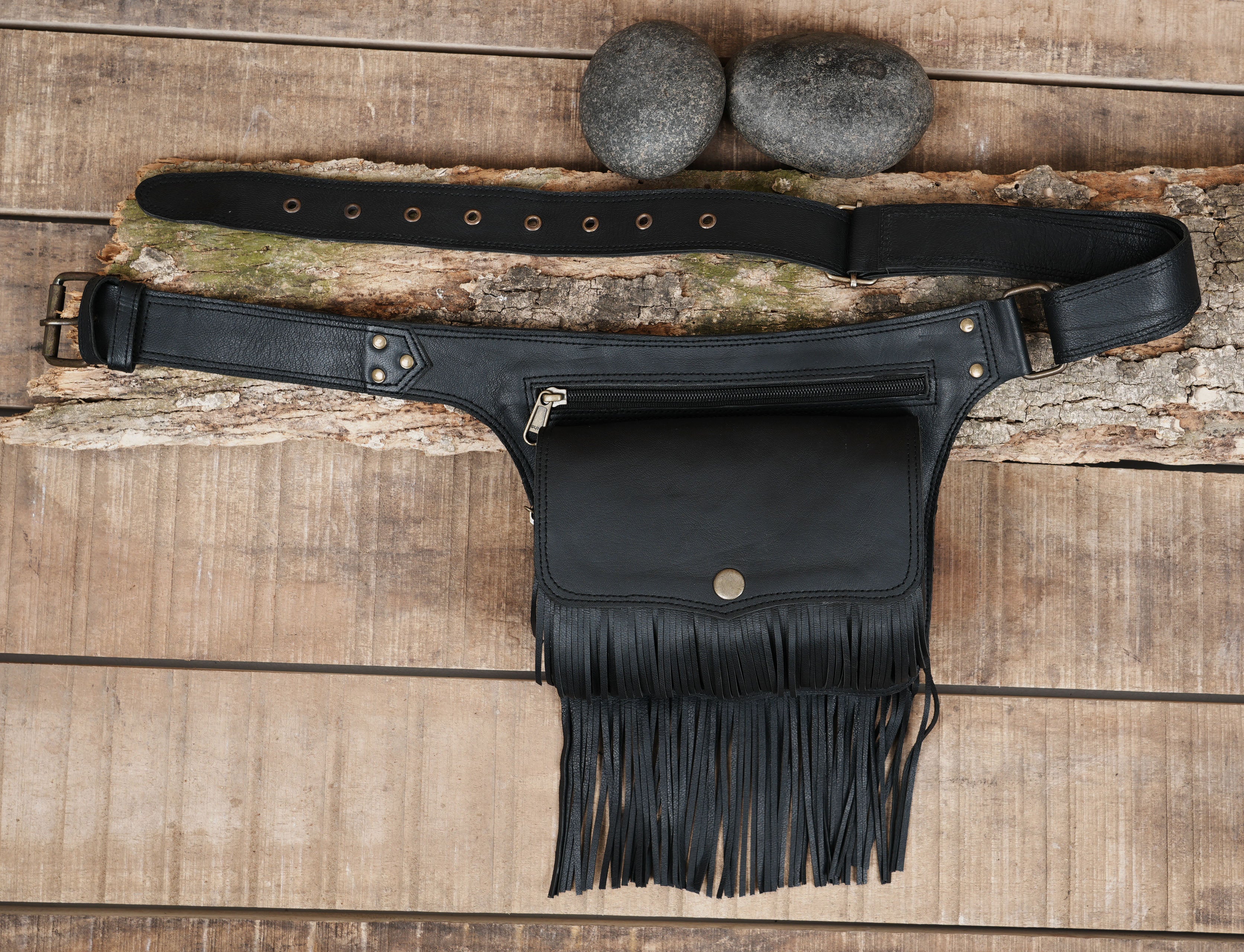 Handmade Leather Waist Bag with Adjustable Belt, Festival Fanny Pack, Leather Hip Bag, Gift for her