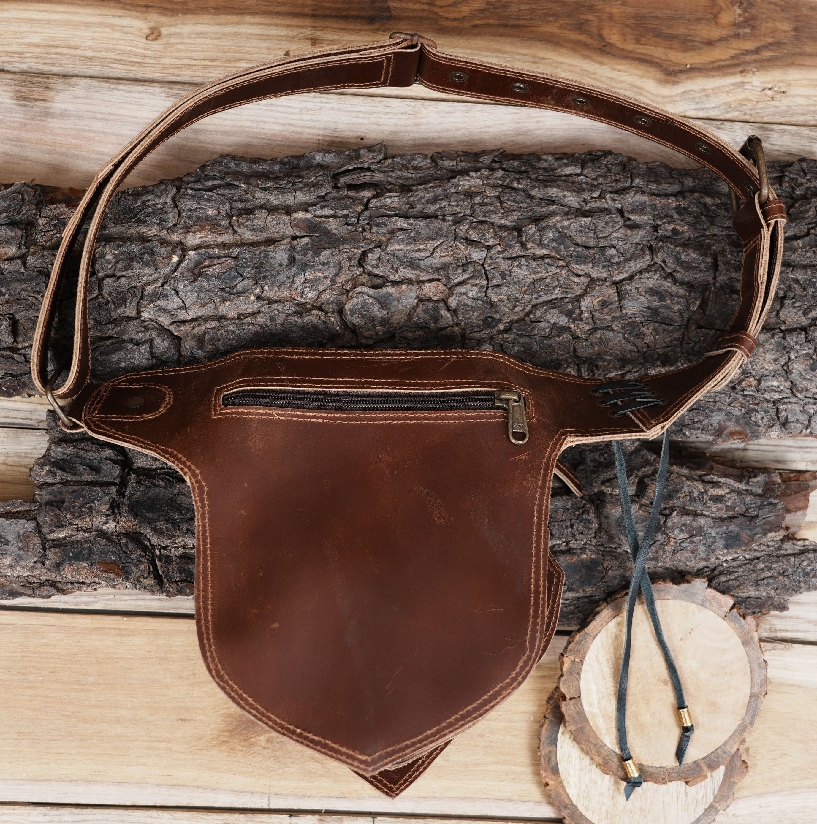 Handmade Leather Hip Bag ||  Festival Hip Bag  ||