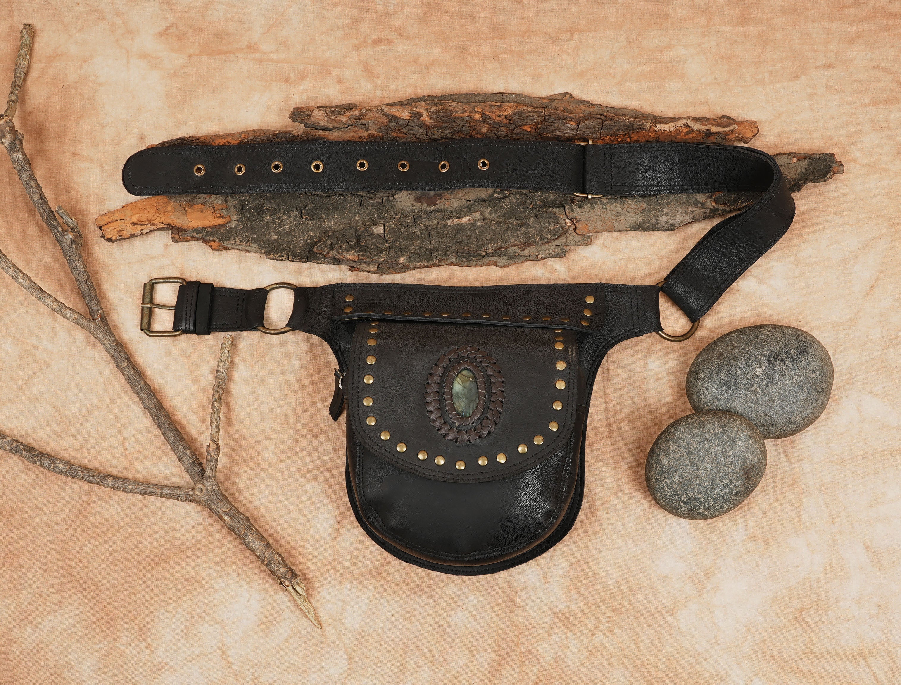 Handmade Leather Waist Belt Bag                                   