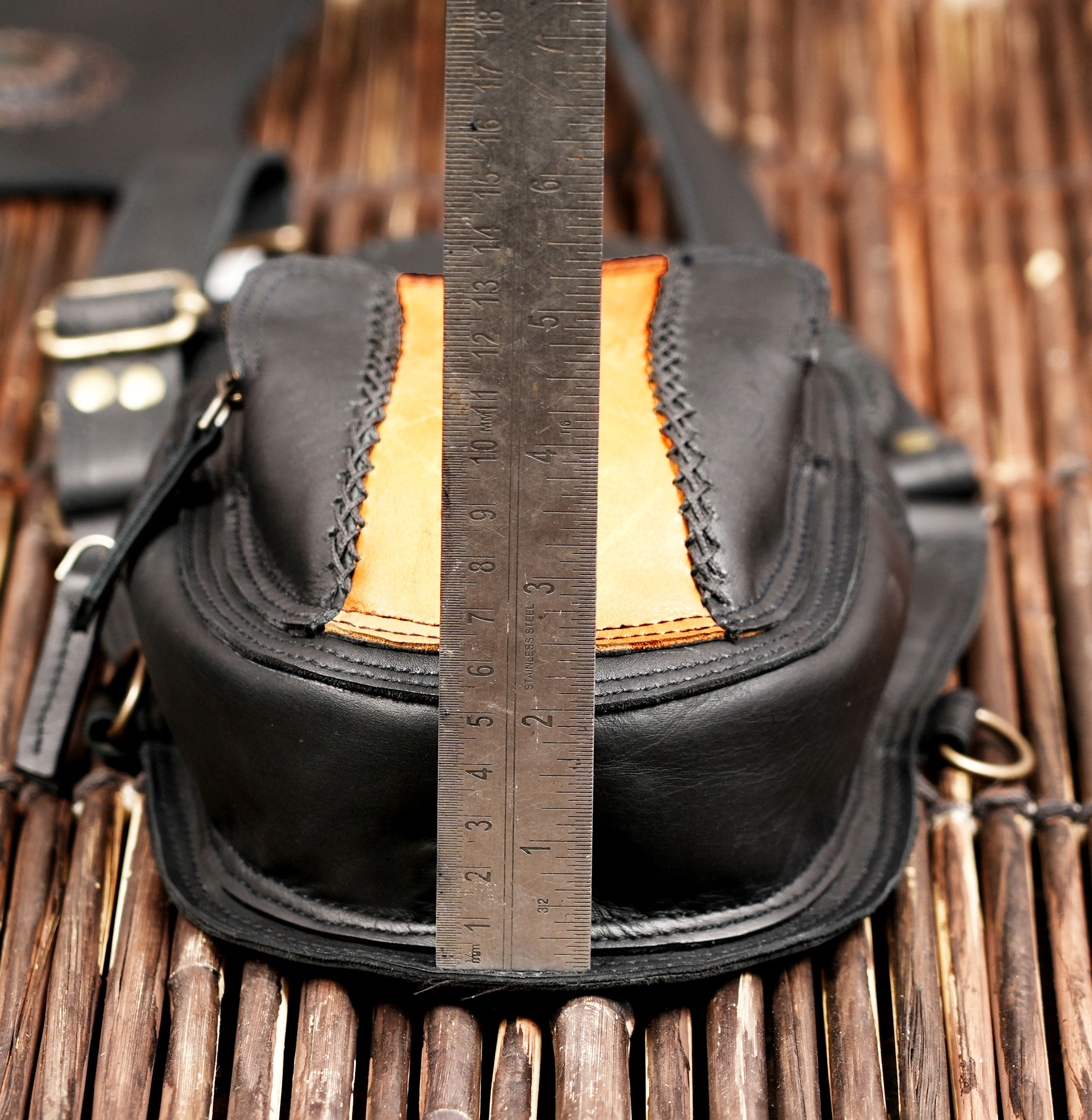 Leather chest bag with strong adjustable straps