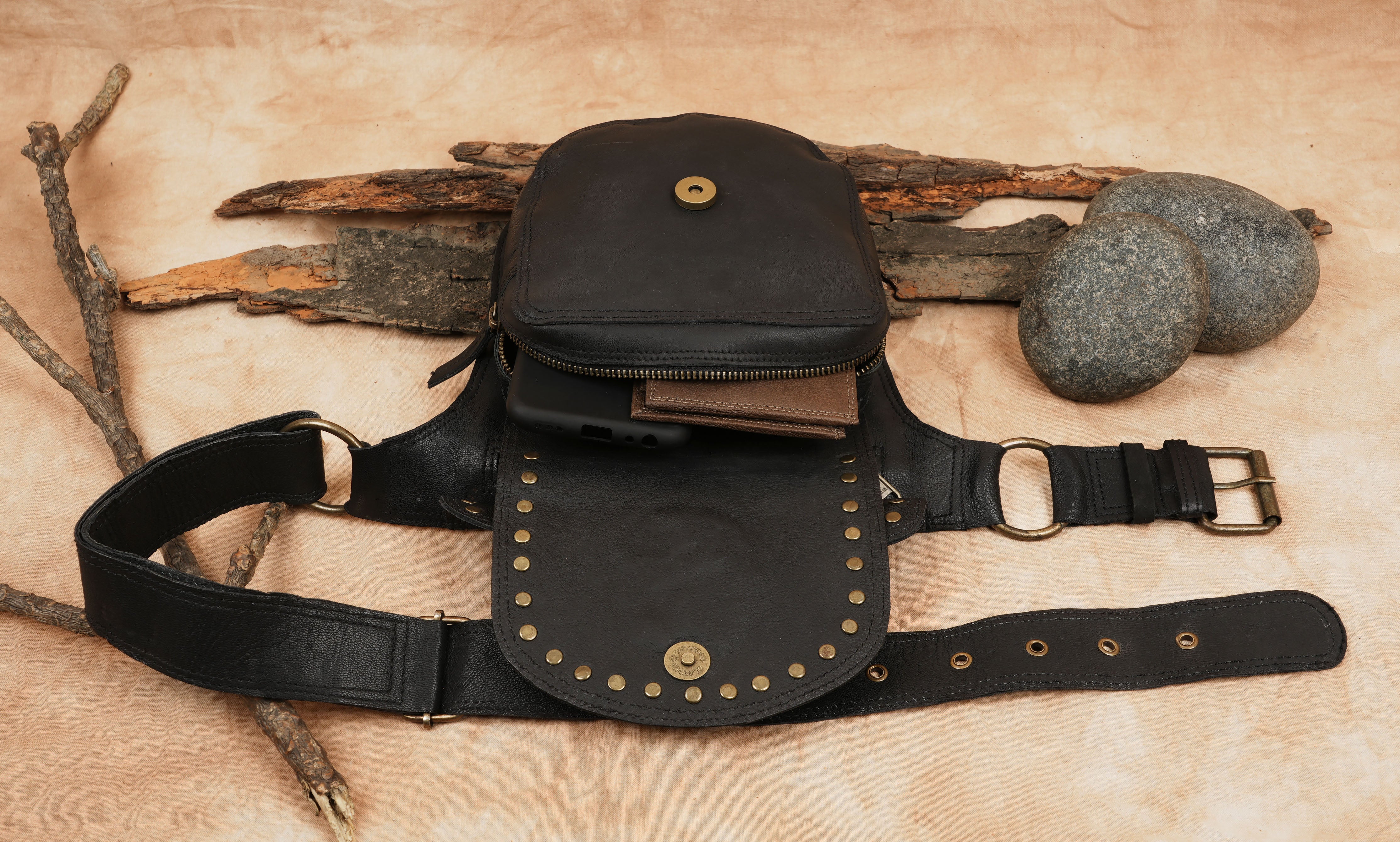 Handmade Leather Waist Belt Bag                                                                      