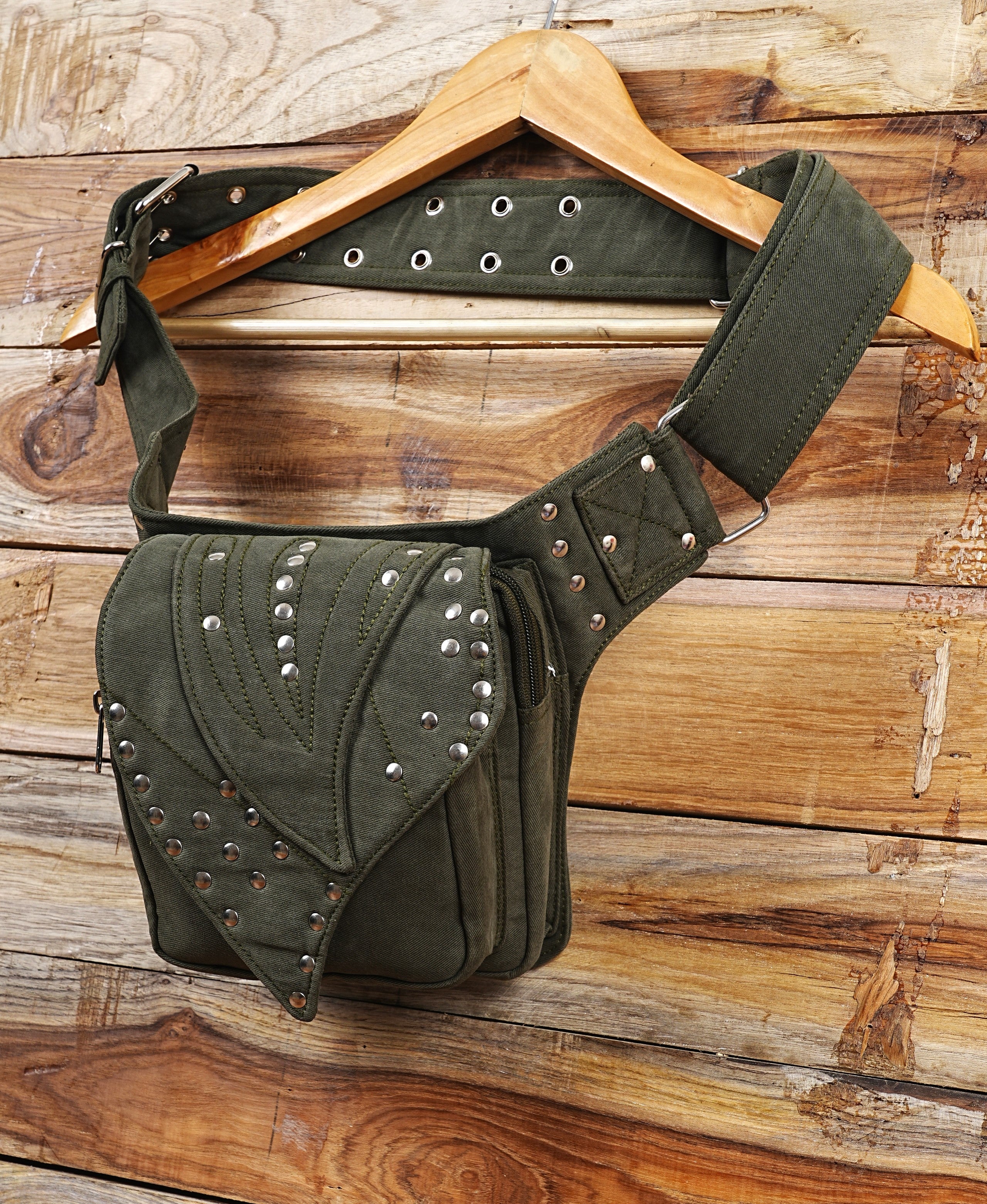 GREEN Cotton utility waist bag || Eco-friendly waist bag || money belt pouch || HIP belt pouch ||