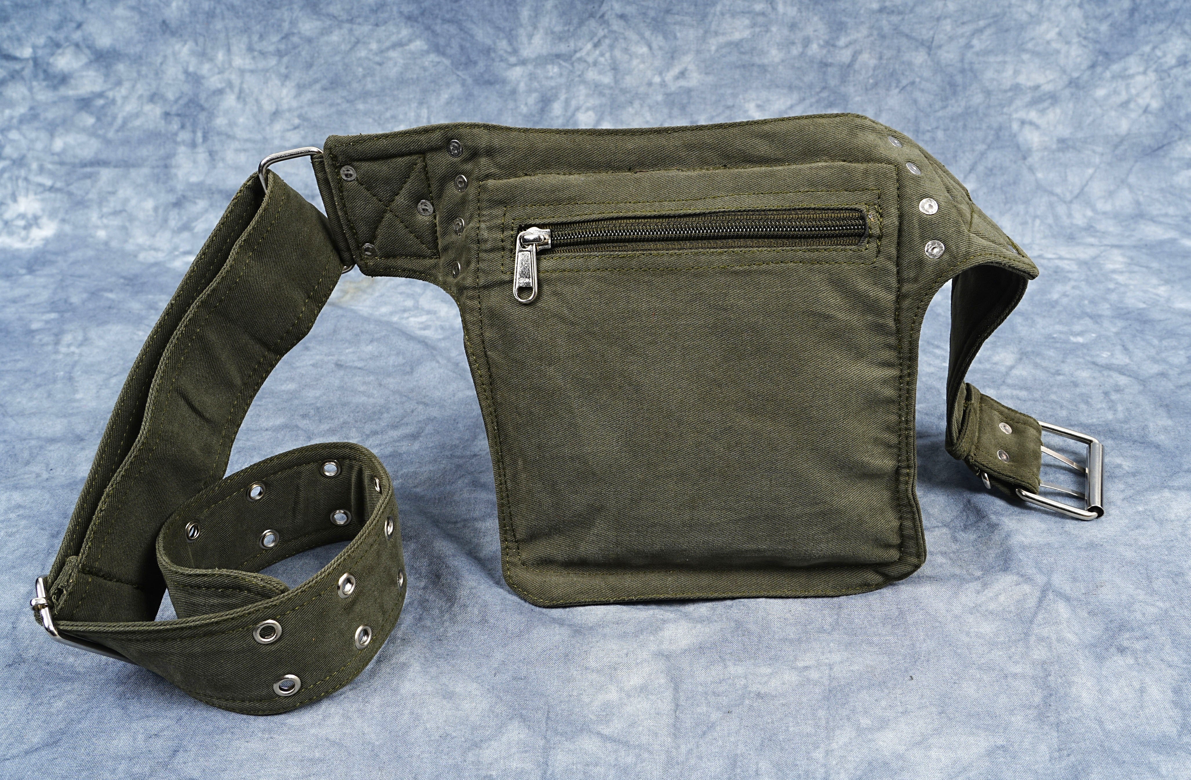 GREEN Cotton utility waist bag || Eco-friendly waist bag || money belt pouch || HIP belt pouch ||