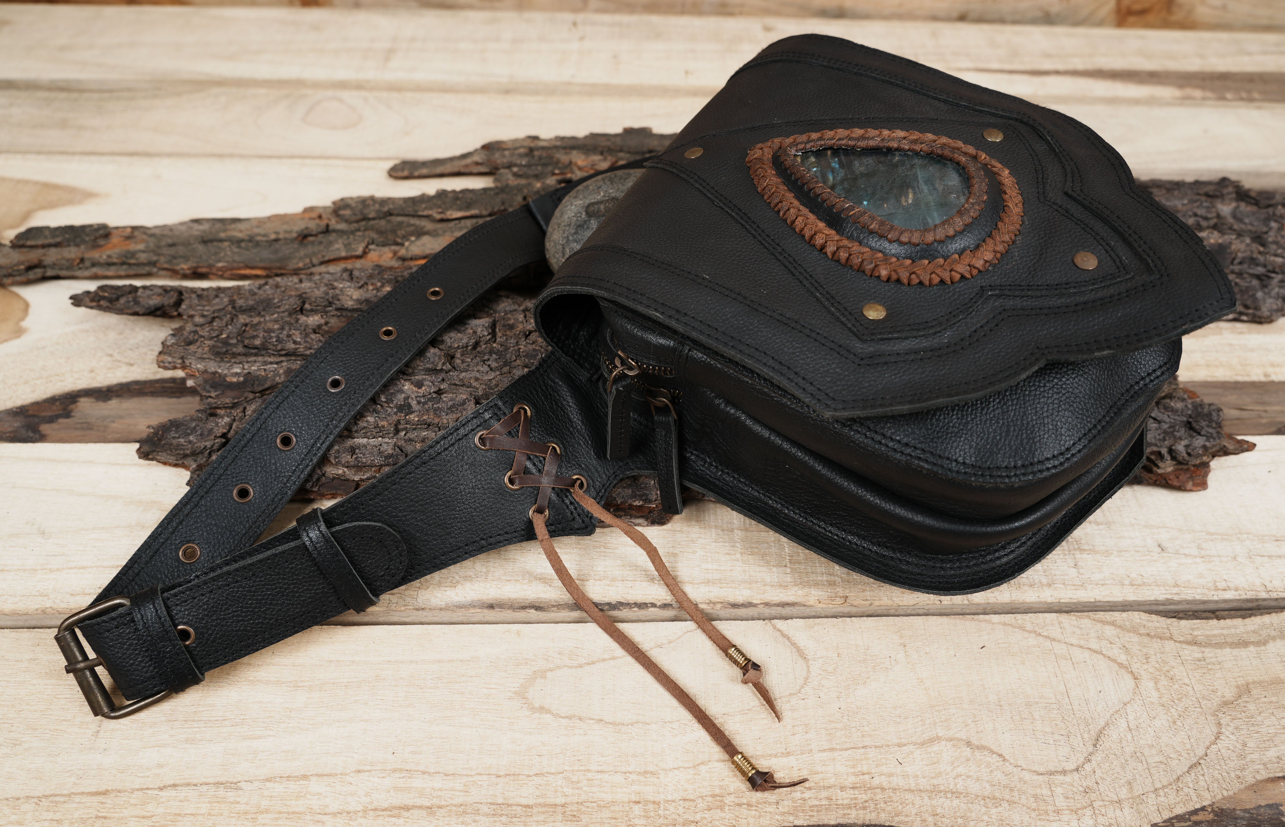 Handmade Leather Utility | Festival Pocket Belt | Travel Hip Belt | Leather belt pouch