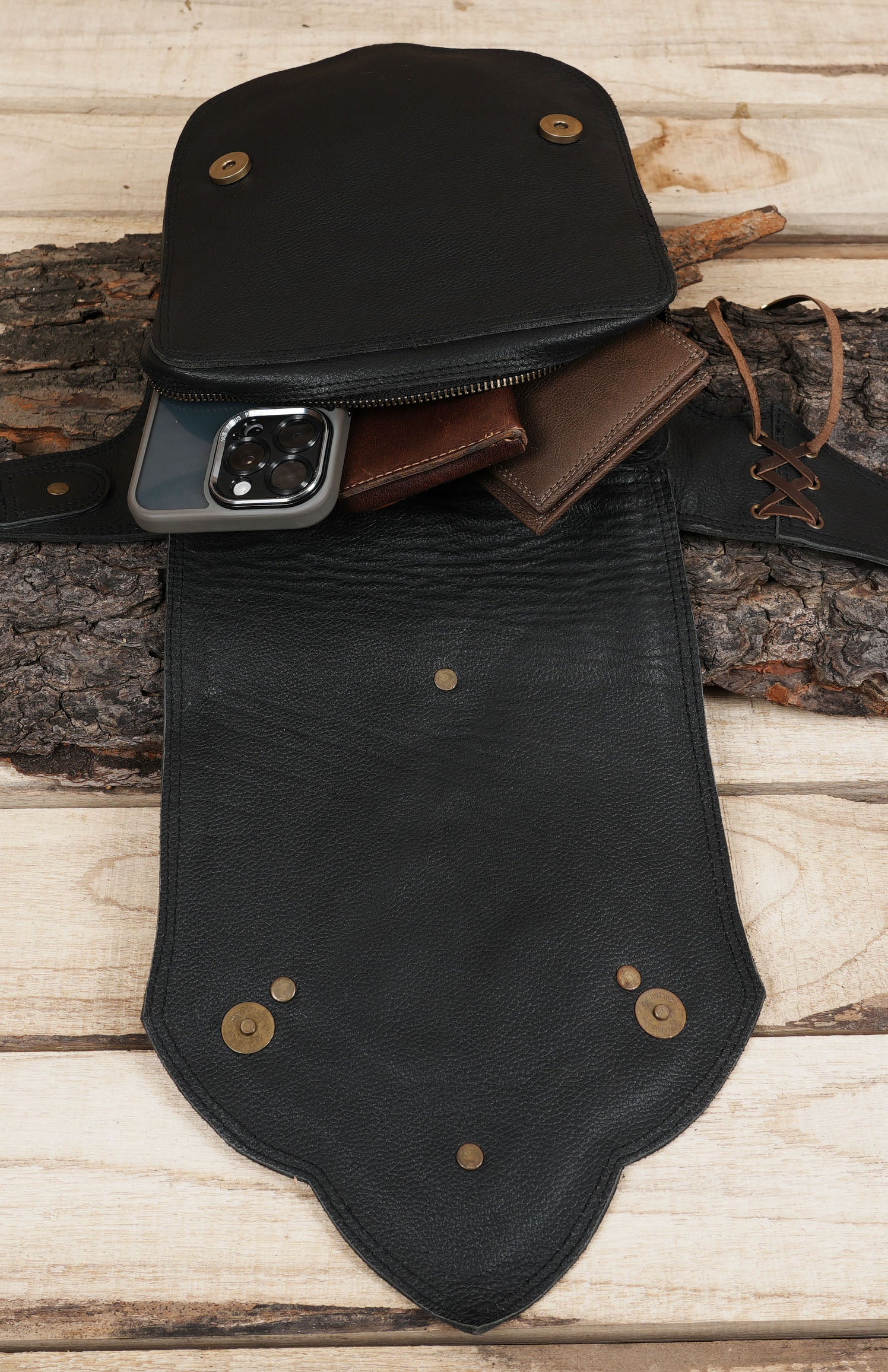 Handmade Leather Utility | Festival Pocket Belt | Travel Hip Belt | Leather belt pouch