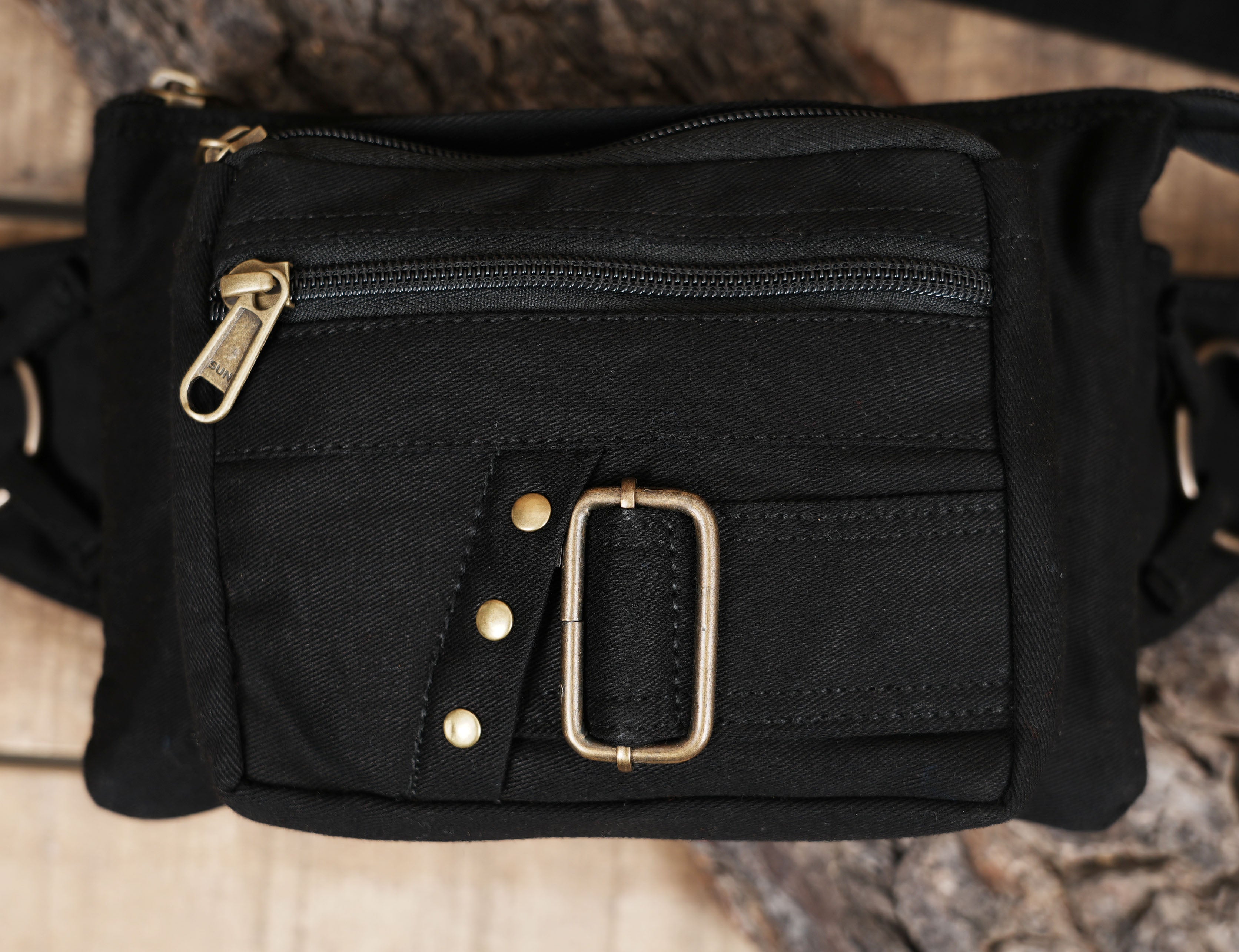 BLACK Cotton hip and thigh Bag || For Women & Men For Travelling || Eco-friendly waist bag || utility festive belt pouch || money belt ||