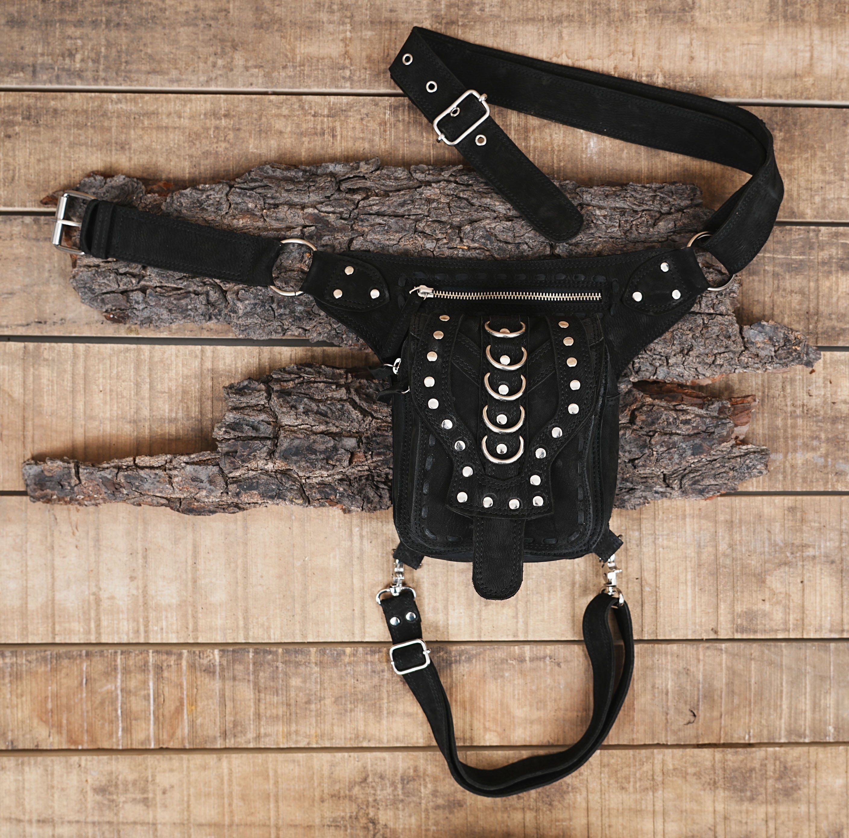 Leather Utility Belt | Festival Pocket Belt | Travel Hip Belt |Leather belt pouch