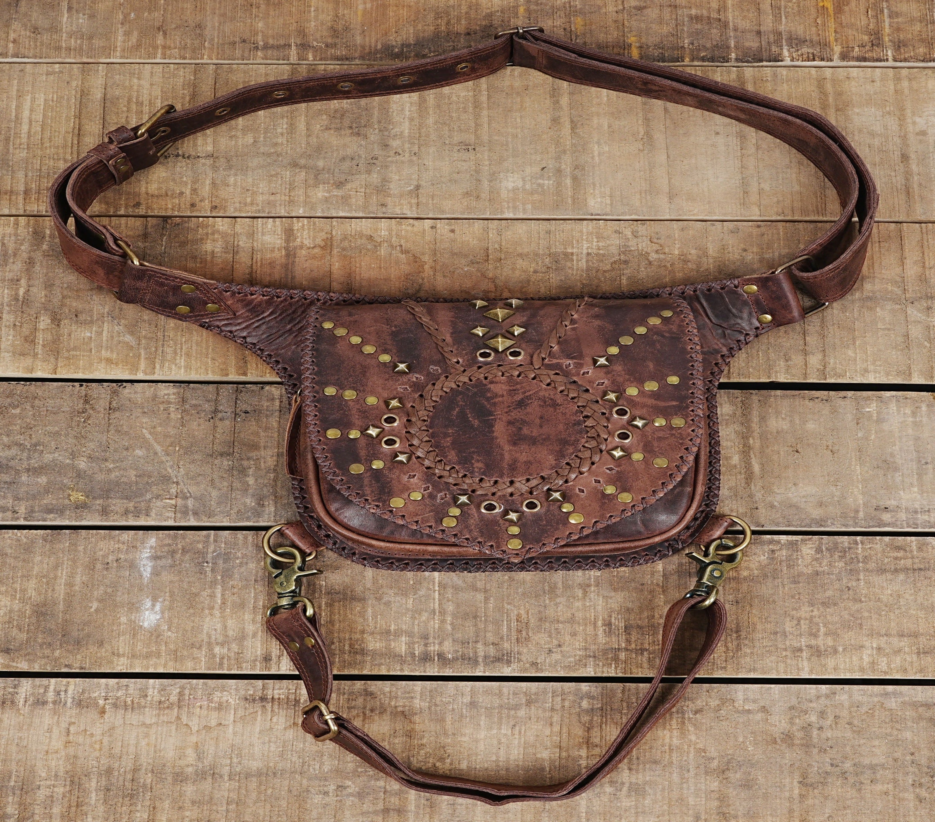 Leather  Bag, Burning Man Leather  Belt, Utility Harness, Festival Belt,