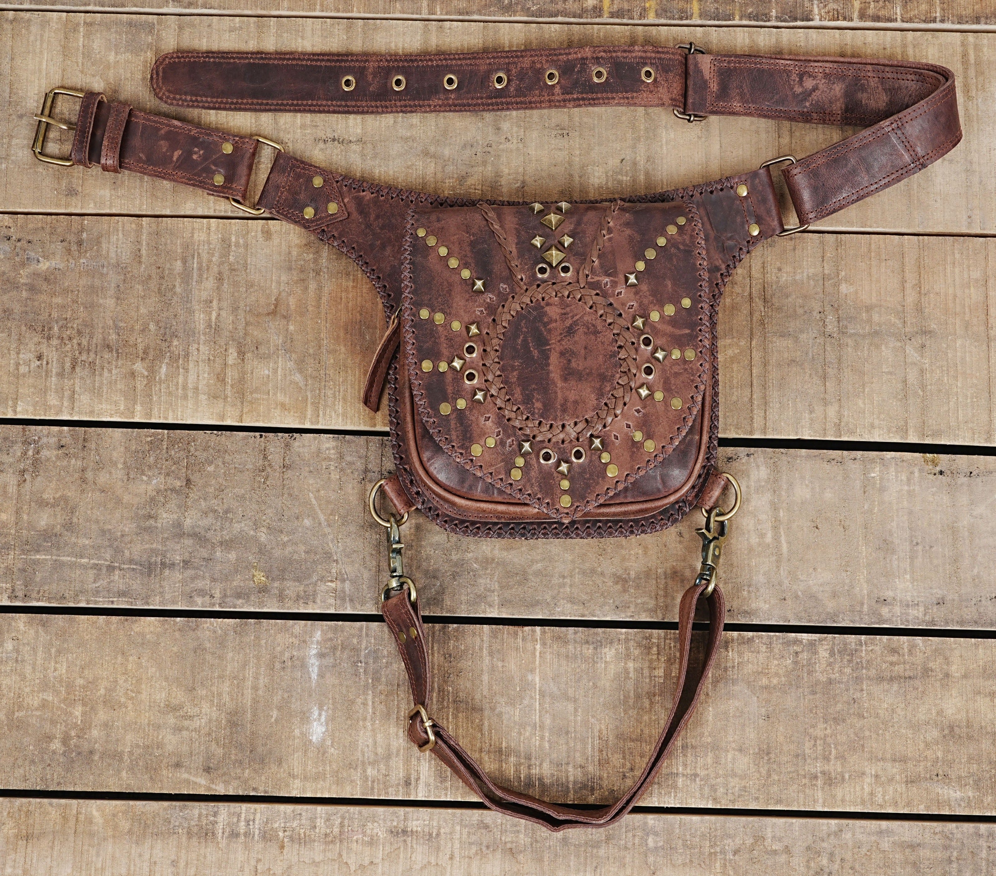 Leather  Bag, Burning Man Leather  Belt, Utility Harness, Festival Belt,