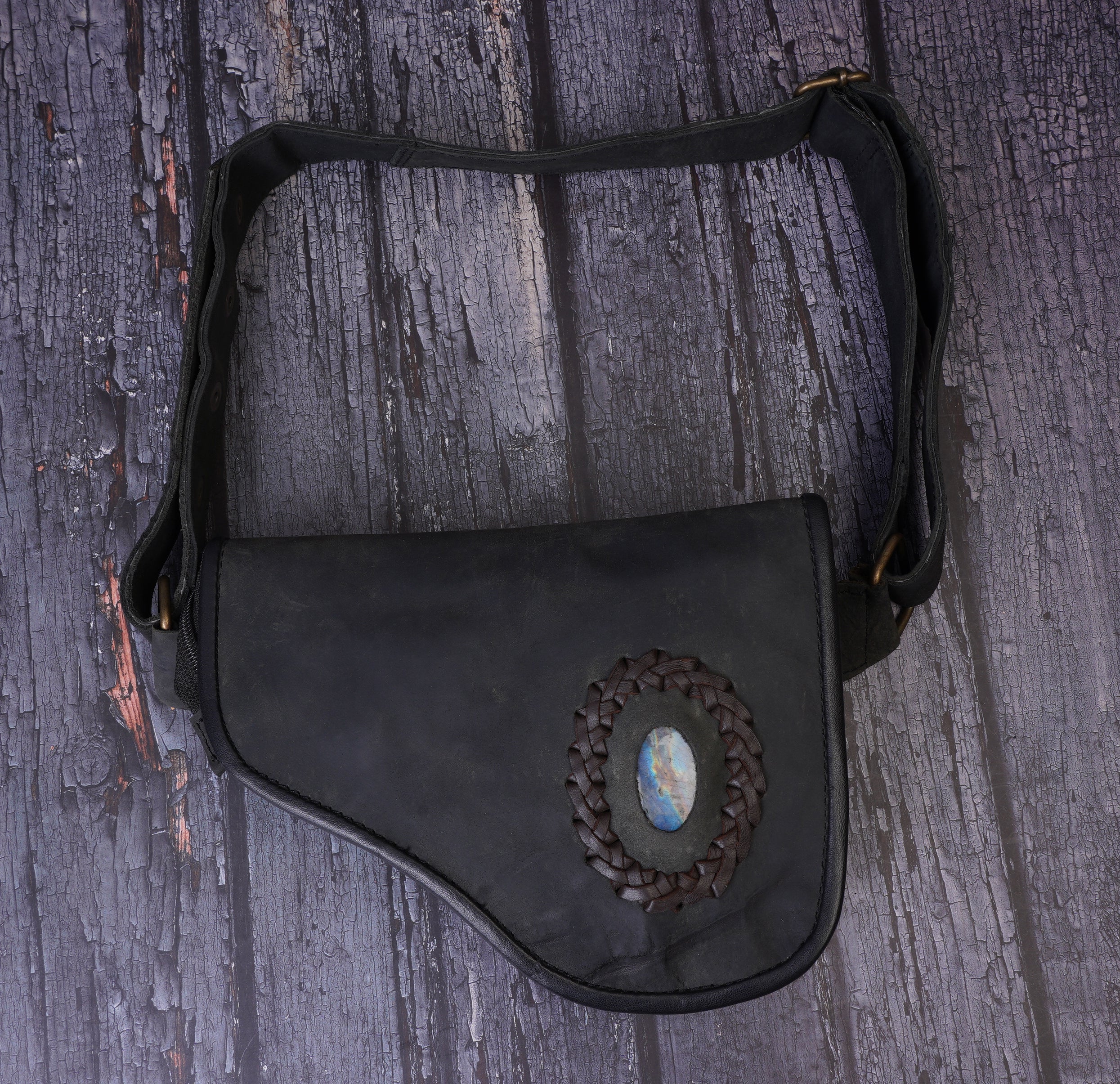 Leather Utility Waist Belt Bag || Hip Belt with real gemstone || Festival Fanny Pack for Women || Gift for her