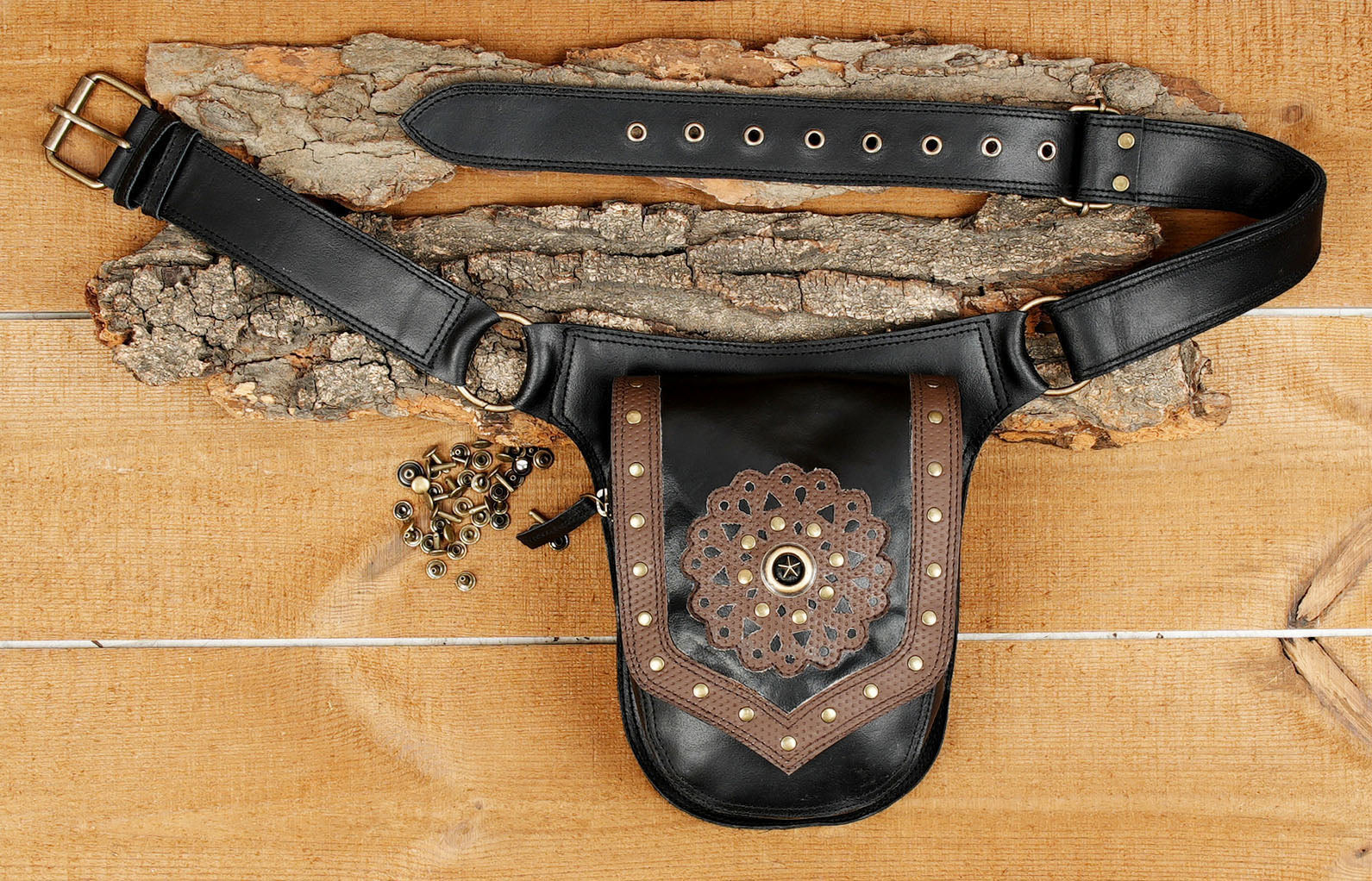 Leather Waist Belt with Classic Antique Brass Touch 50% Off