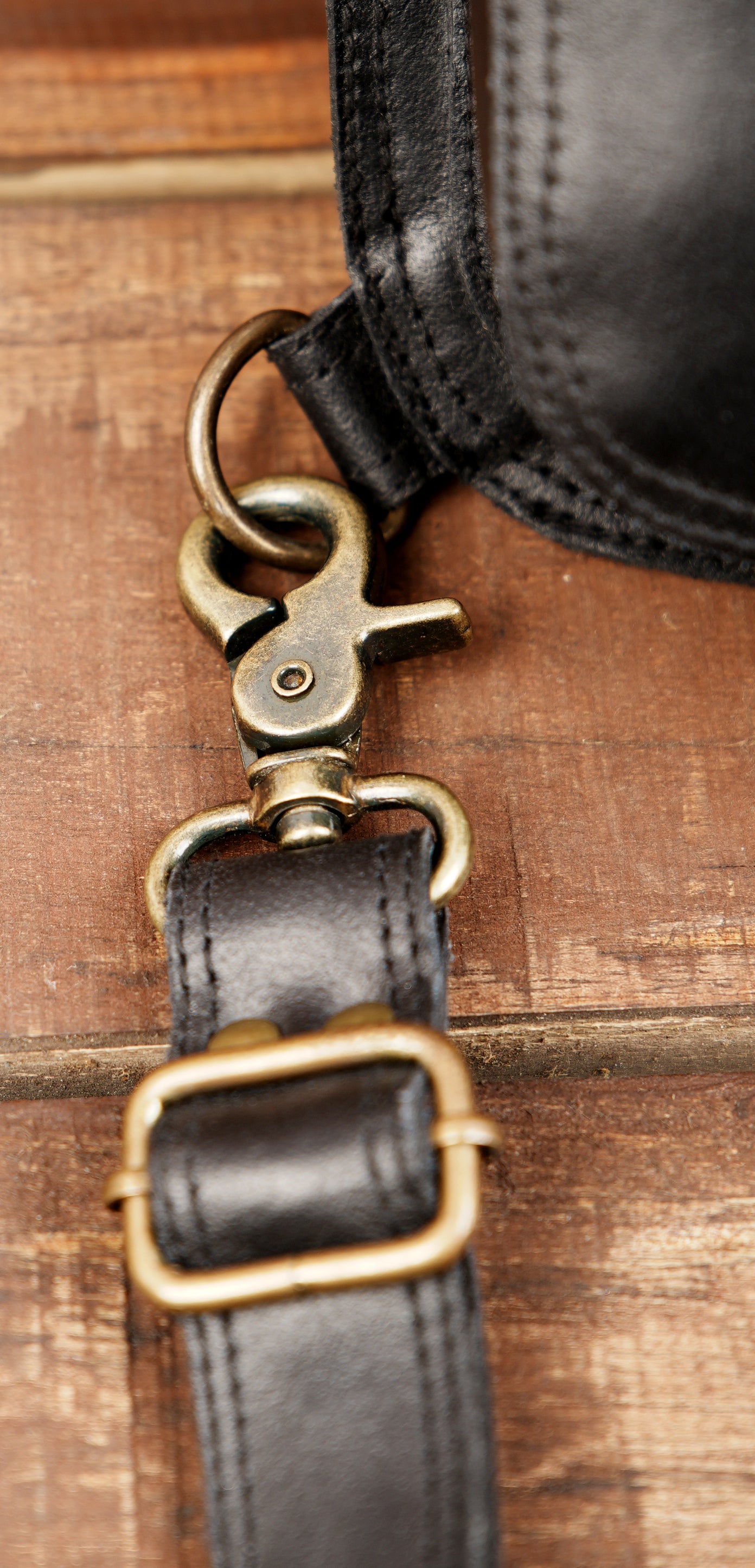 Leather Waist Belt with Thigh Straps and Antique Brass Hardware.