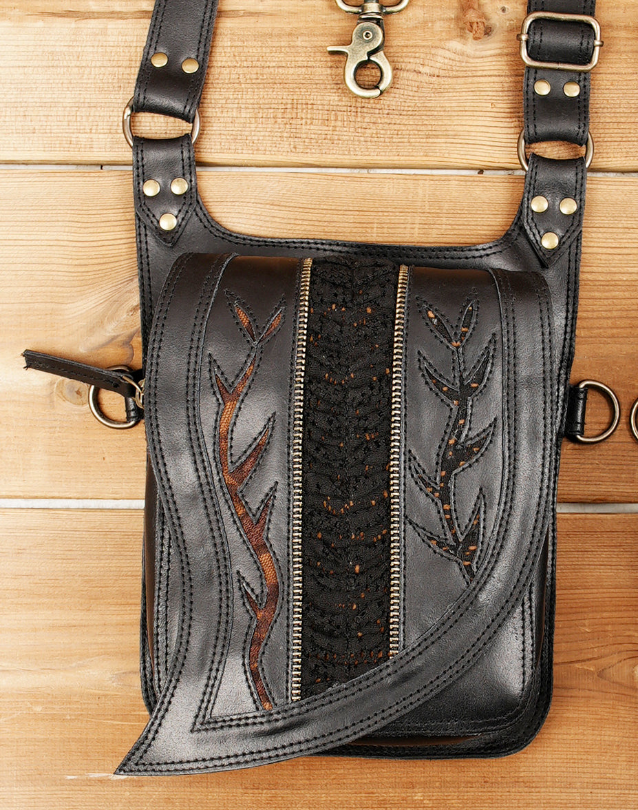 Leather Holster Bag with Brass Studs and Adjustable Features 50% Off worldwide free shipping