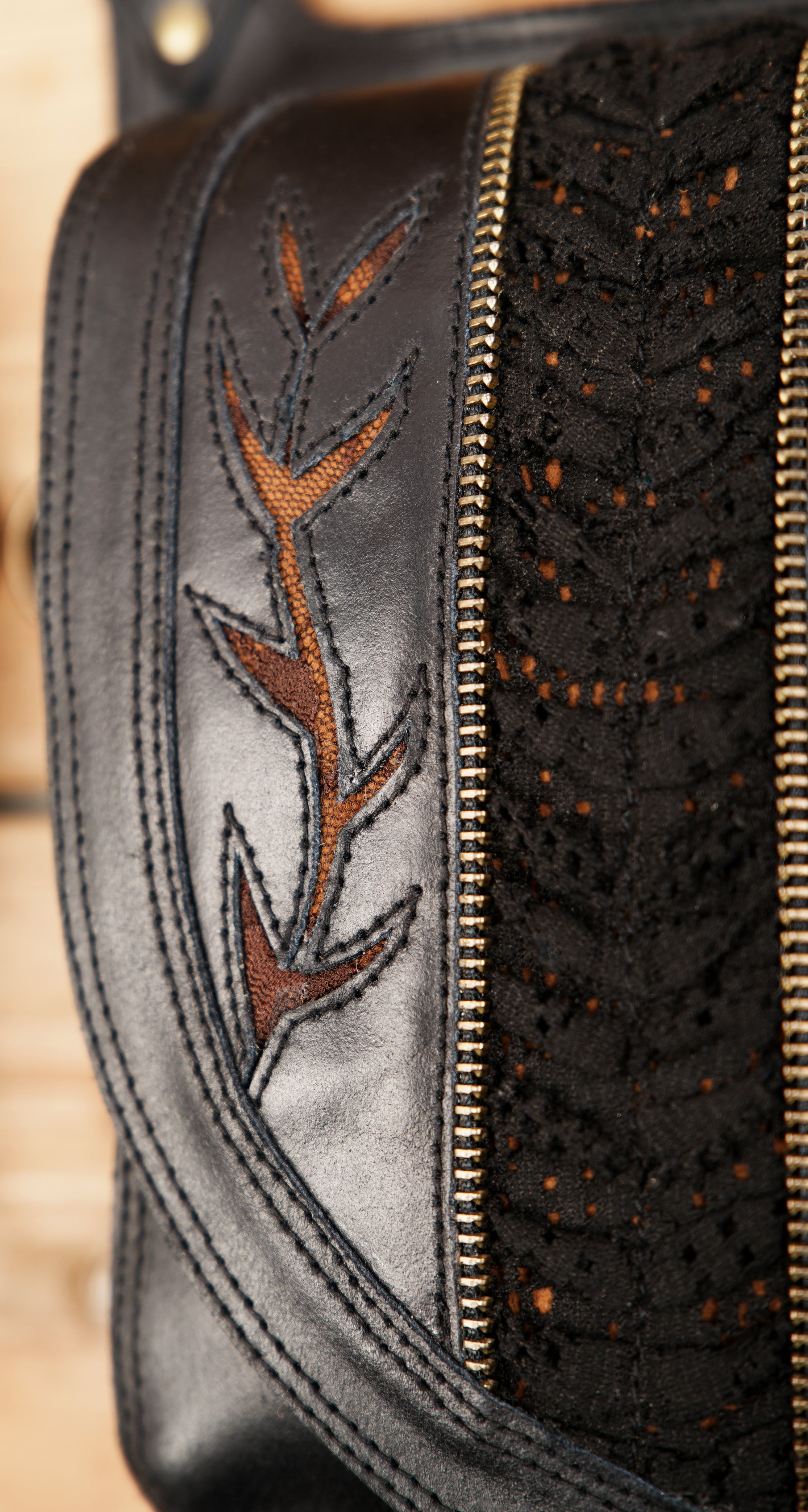 Leather Holster Belt with Antique Brass Detailing and Multi-Pocket Design