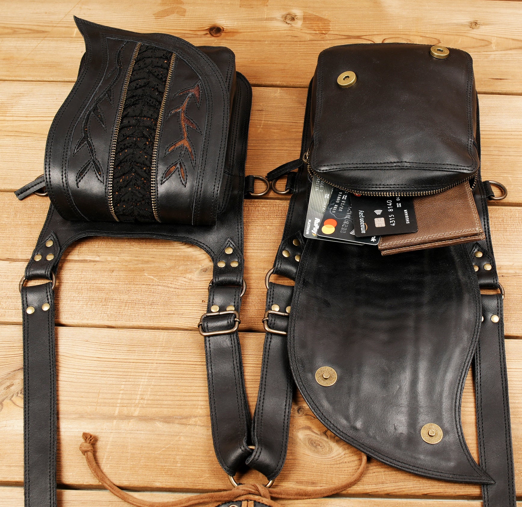 Leather Holster Bag with Brass Studs and Adjustable Features 50% Off worldwide free shipping