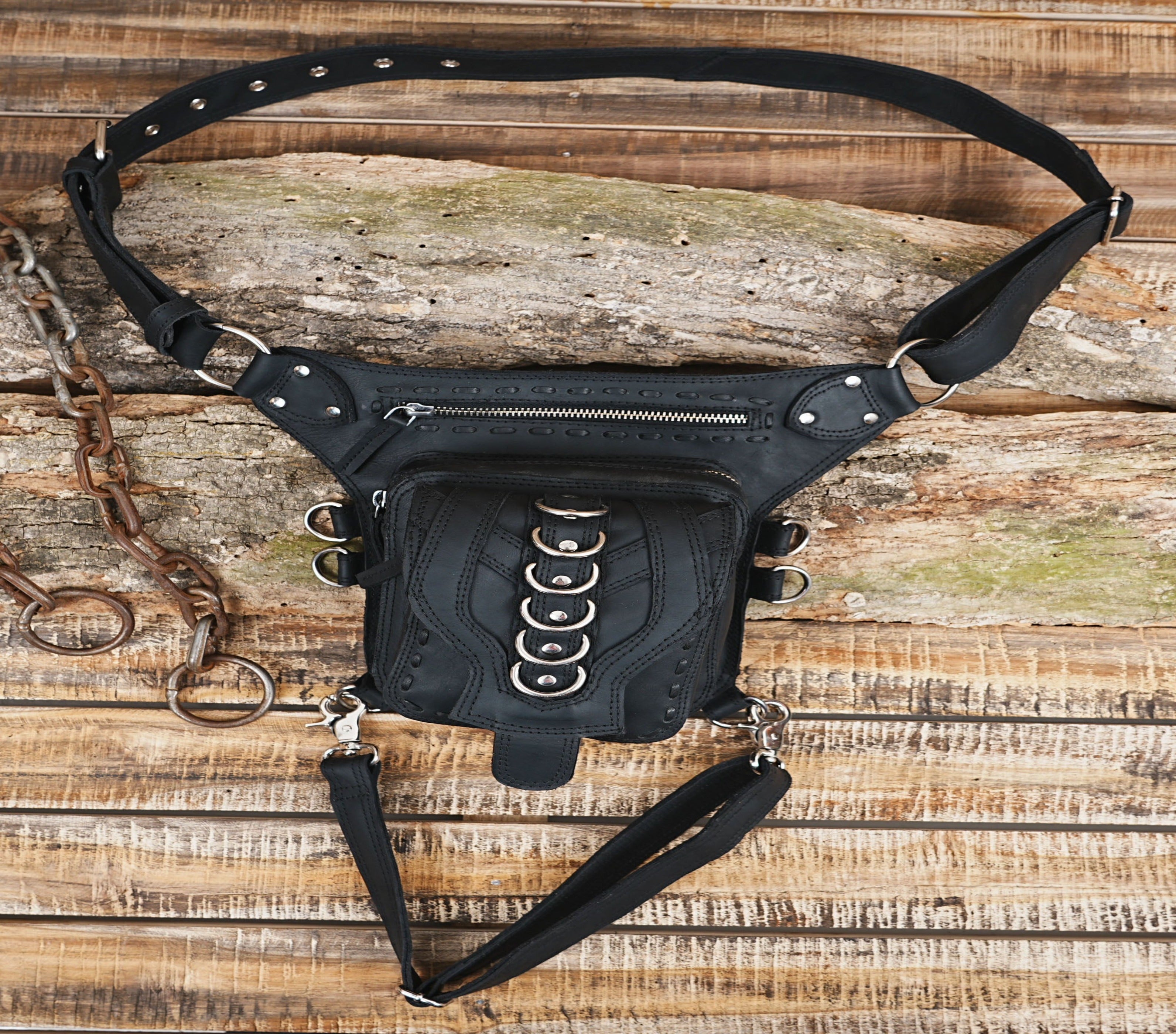 Handmade Leather Utility | Festival Pocket Belt | Travel Hip Belt |