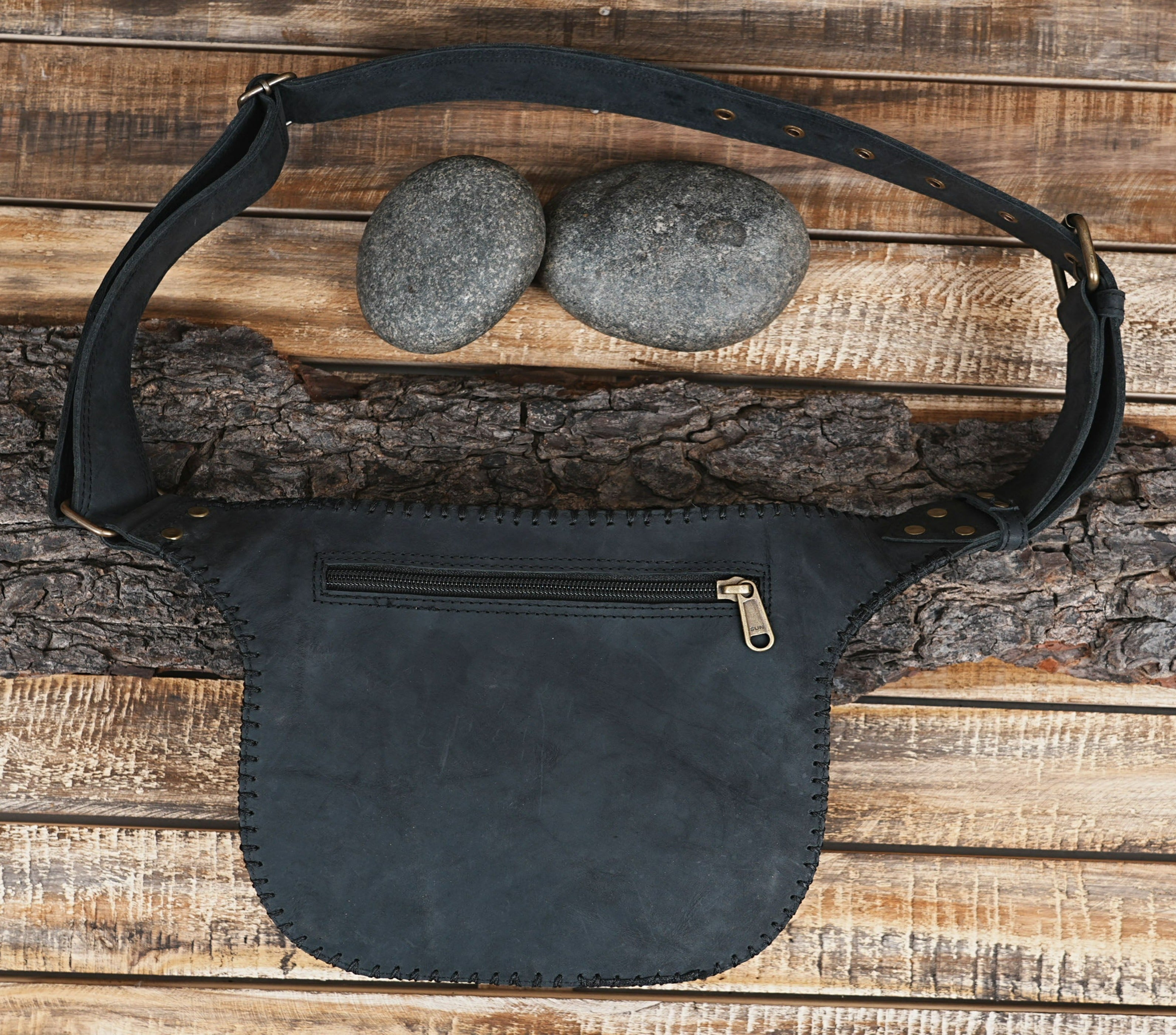 BLACK Leather funny pack || Hip belt Bag || hip utility belt bag || hip leather bag || unisex hip belt bag ||