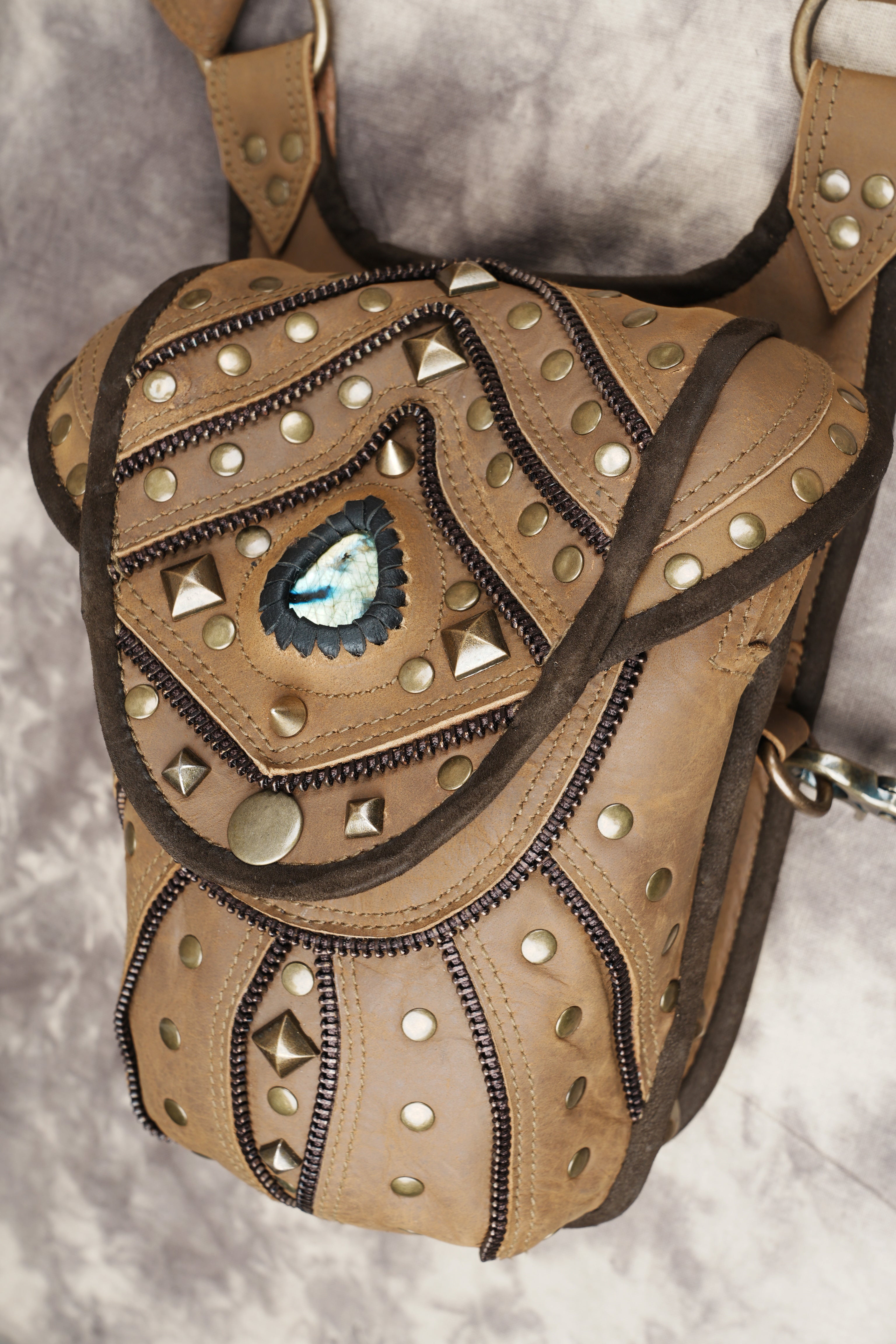 Leather Holster Bag, Burning Man Leather Holster, Festival Belt, Pocket Holster, Steampunk Utility Holster Bag