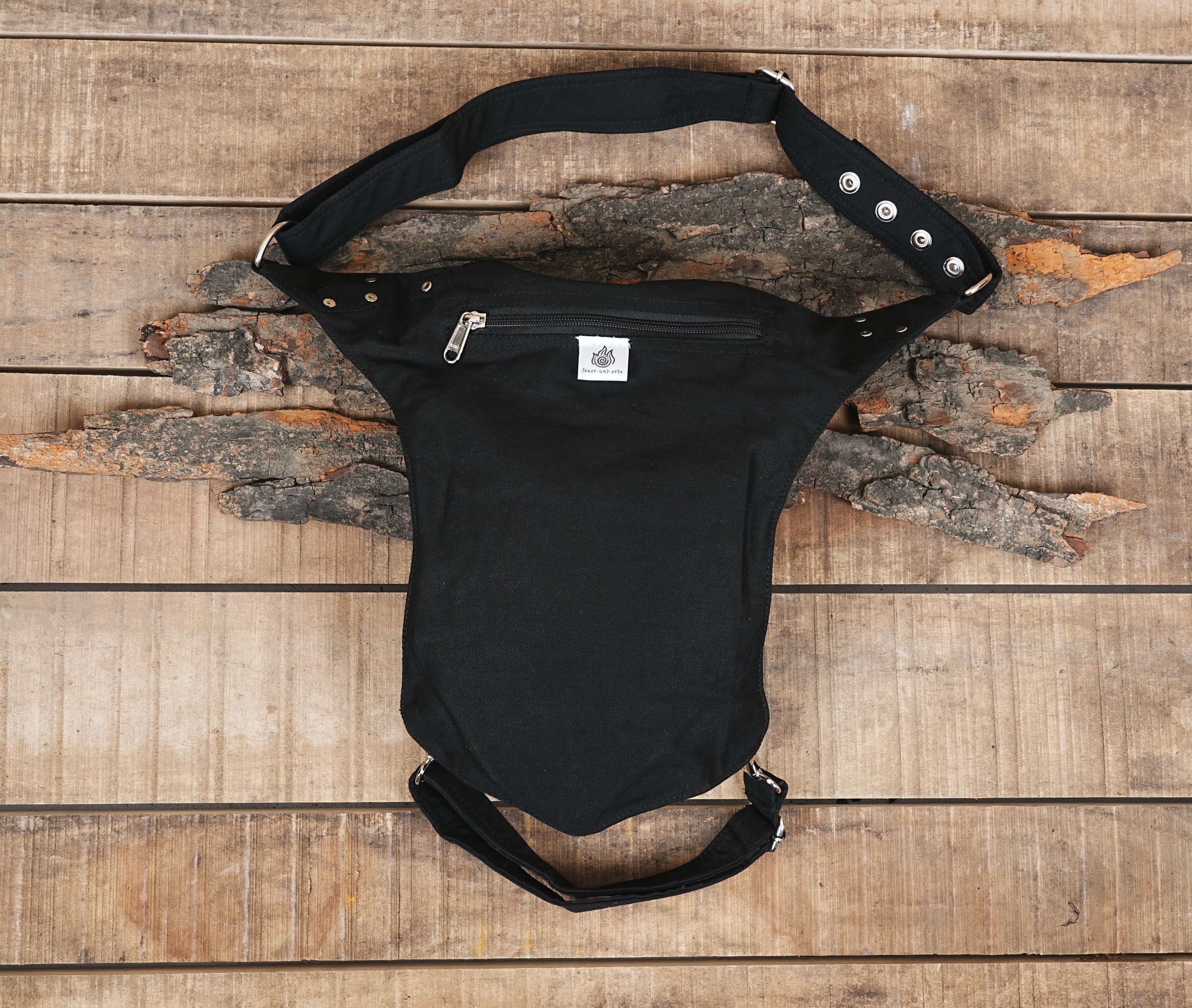 BLACK Cotton hip and thigh Bag || For Women & Men For Travelling || Eco-friendly waist bag || utility festive belt pouch || money belt ||