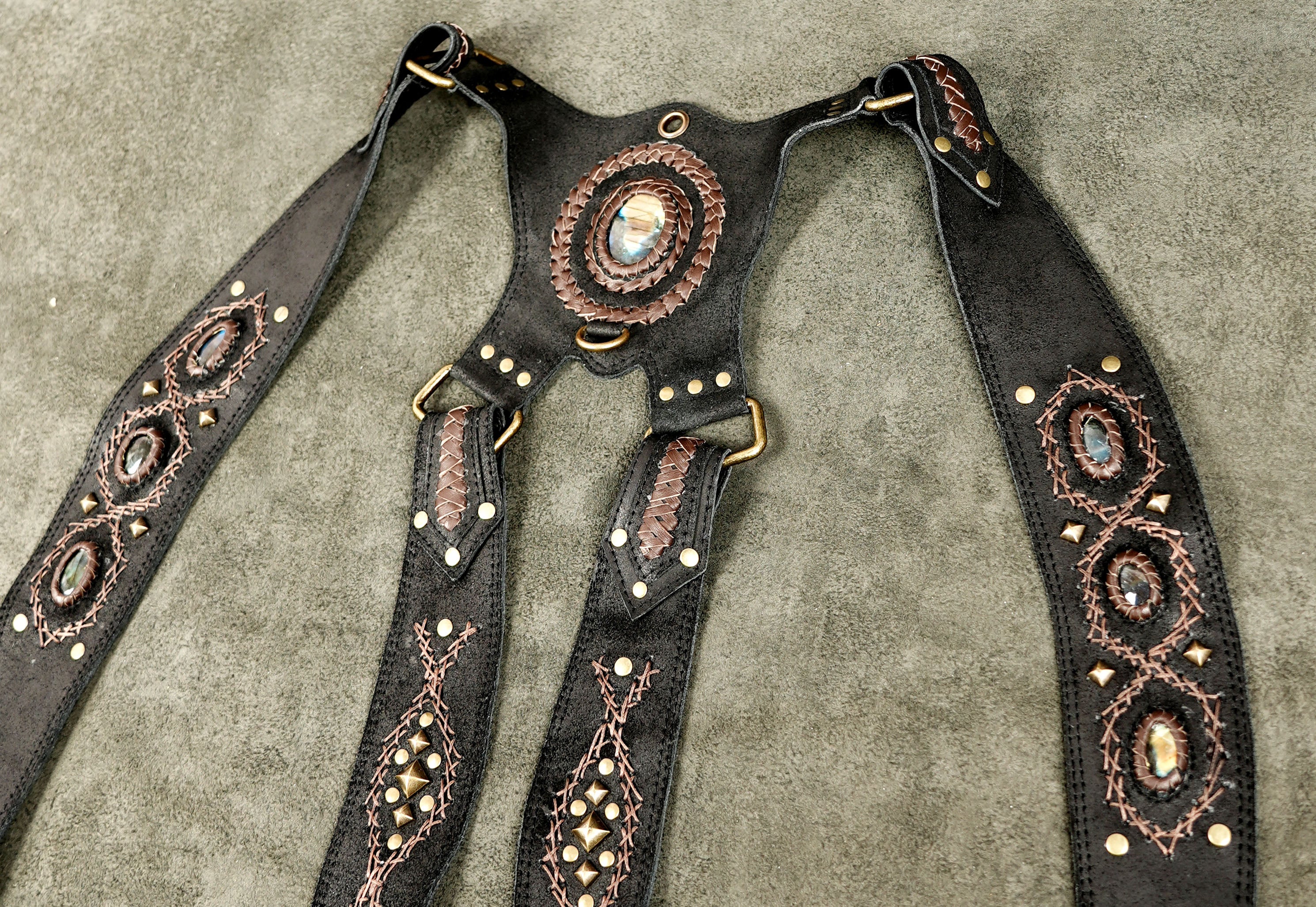 Handmade Leather Crossbody Harness Bag for Festivals