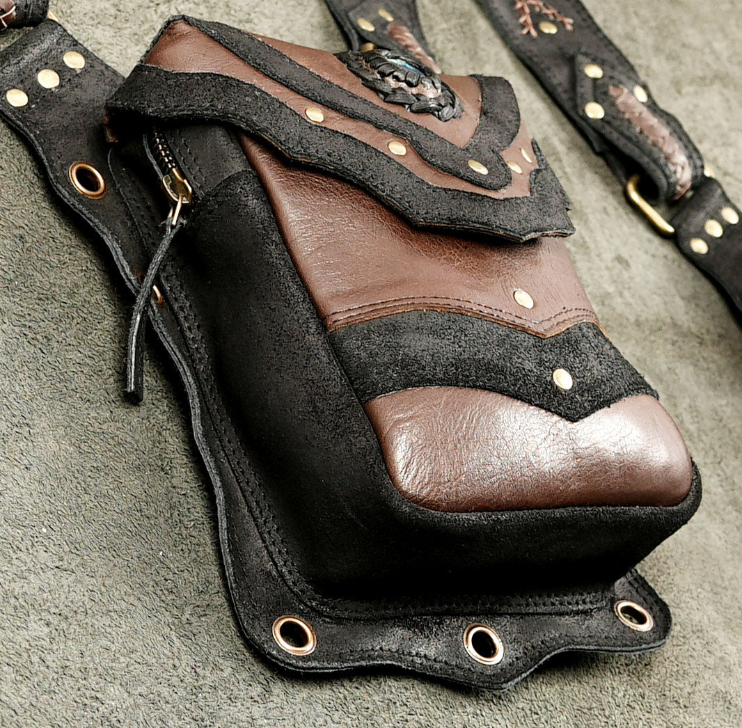 Black Leather Shoulder Harness with Gemstone Details