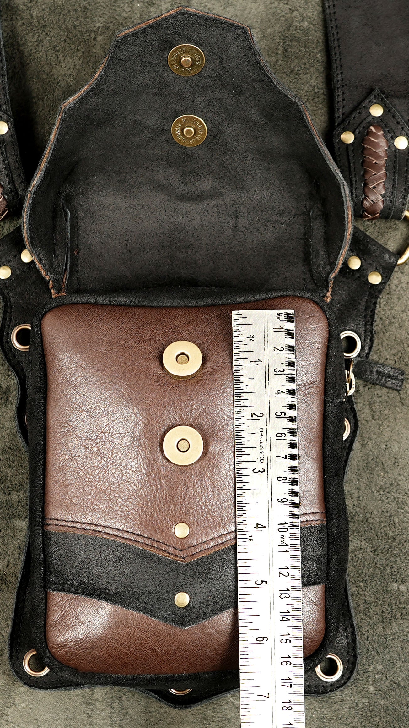 Leather Harness Bag with Decorative Gemstones