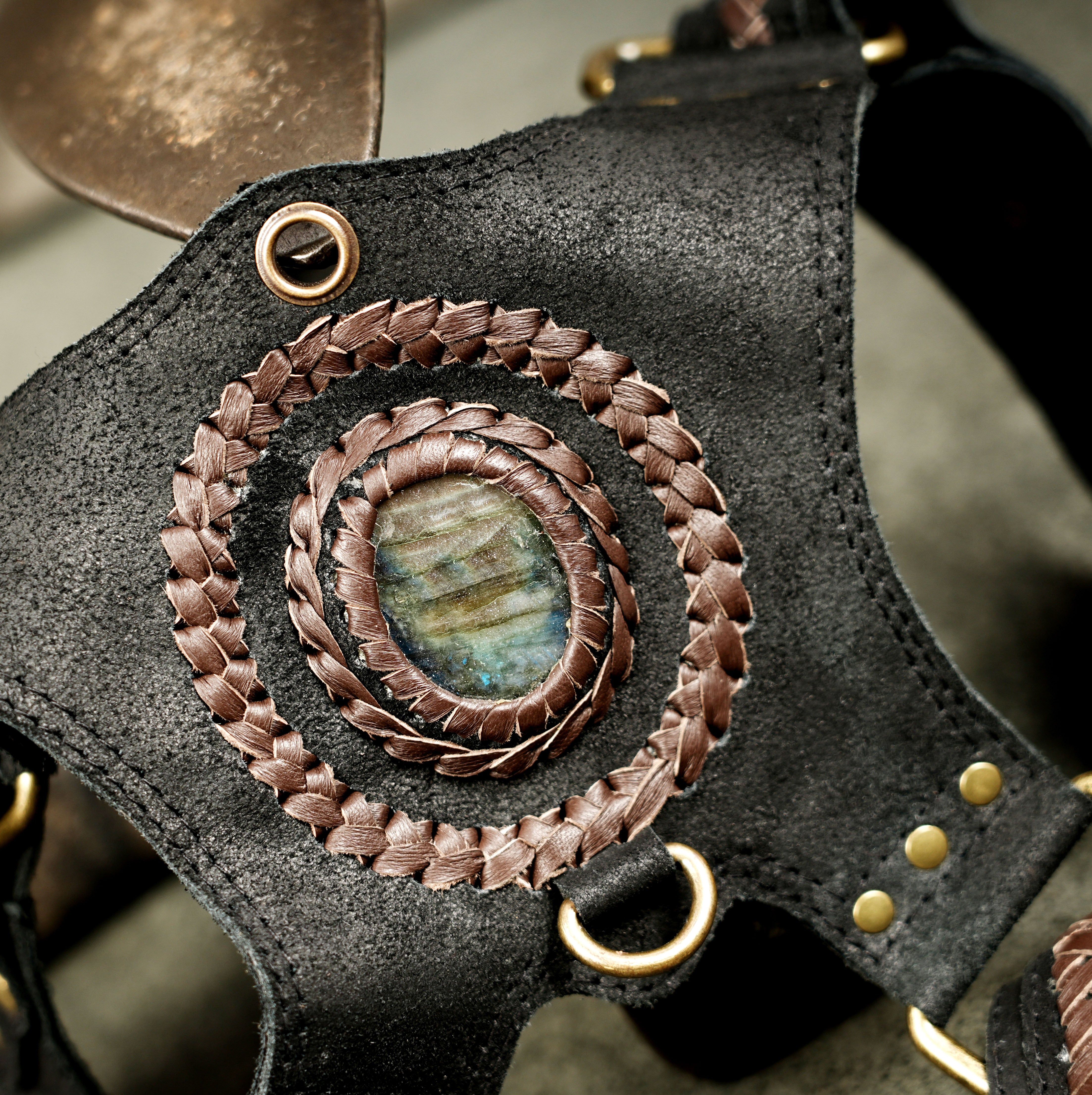 Leather Shoulder Holster with Studded Detailing