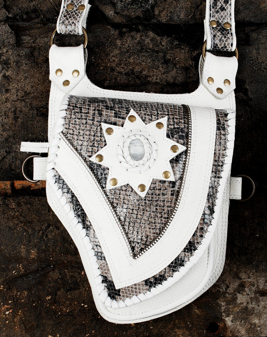 Leather Holster with Antique Brass Studs, Multiple Pockets, and Adjustable Straps 50% Off worldwide free shipping