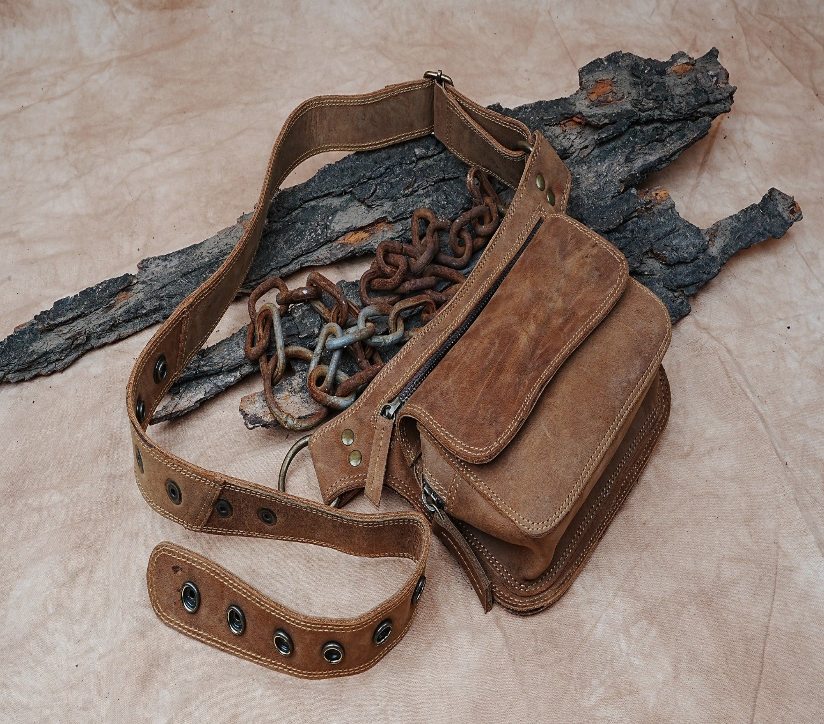 Handmade Leather Waist Bag with Adjustable Belt, Festival Utility Bag and Fanny Pack, Leather Hip Bag, Gift for her