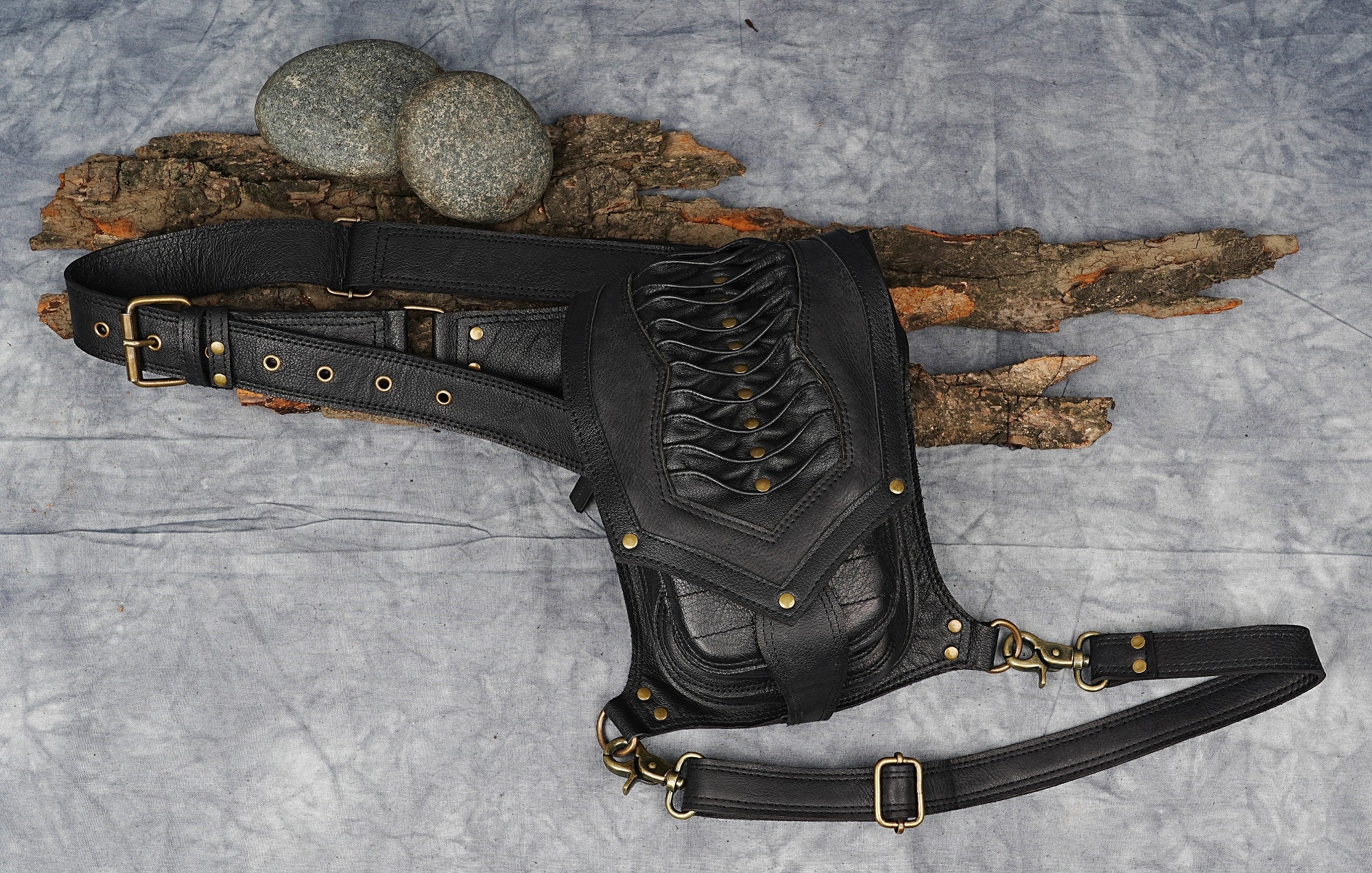 Handmade Leather Waist Bag with Adjustable Belt, Festival Fanny Pack, Leather Hip Bag, Gift for her