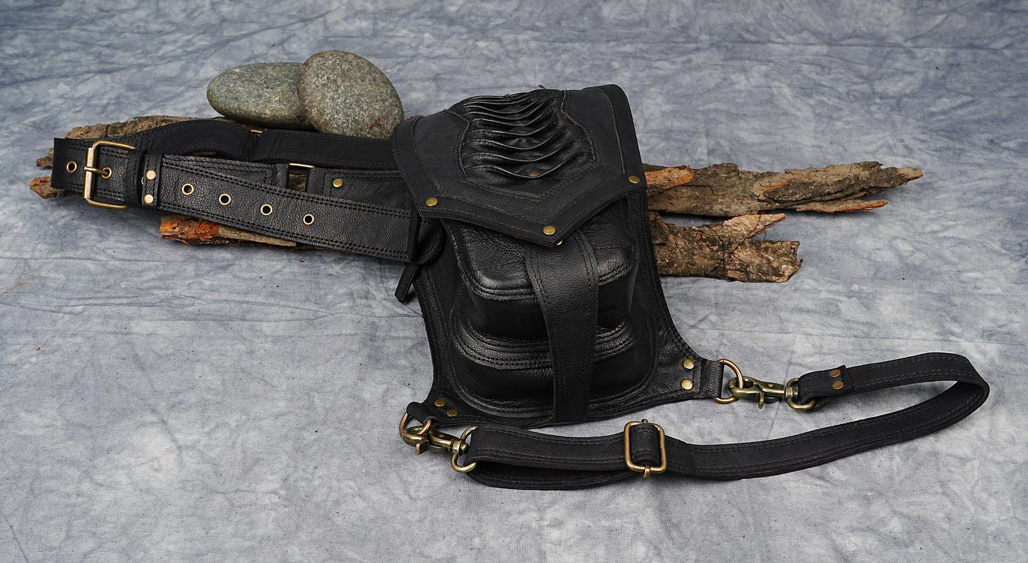 Handmade Leather Waist Bag with Adjustable Belt, Festival Fanny Pack, Leather Hip Bag, Gift for her