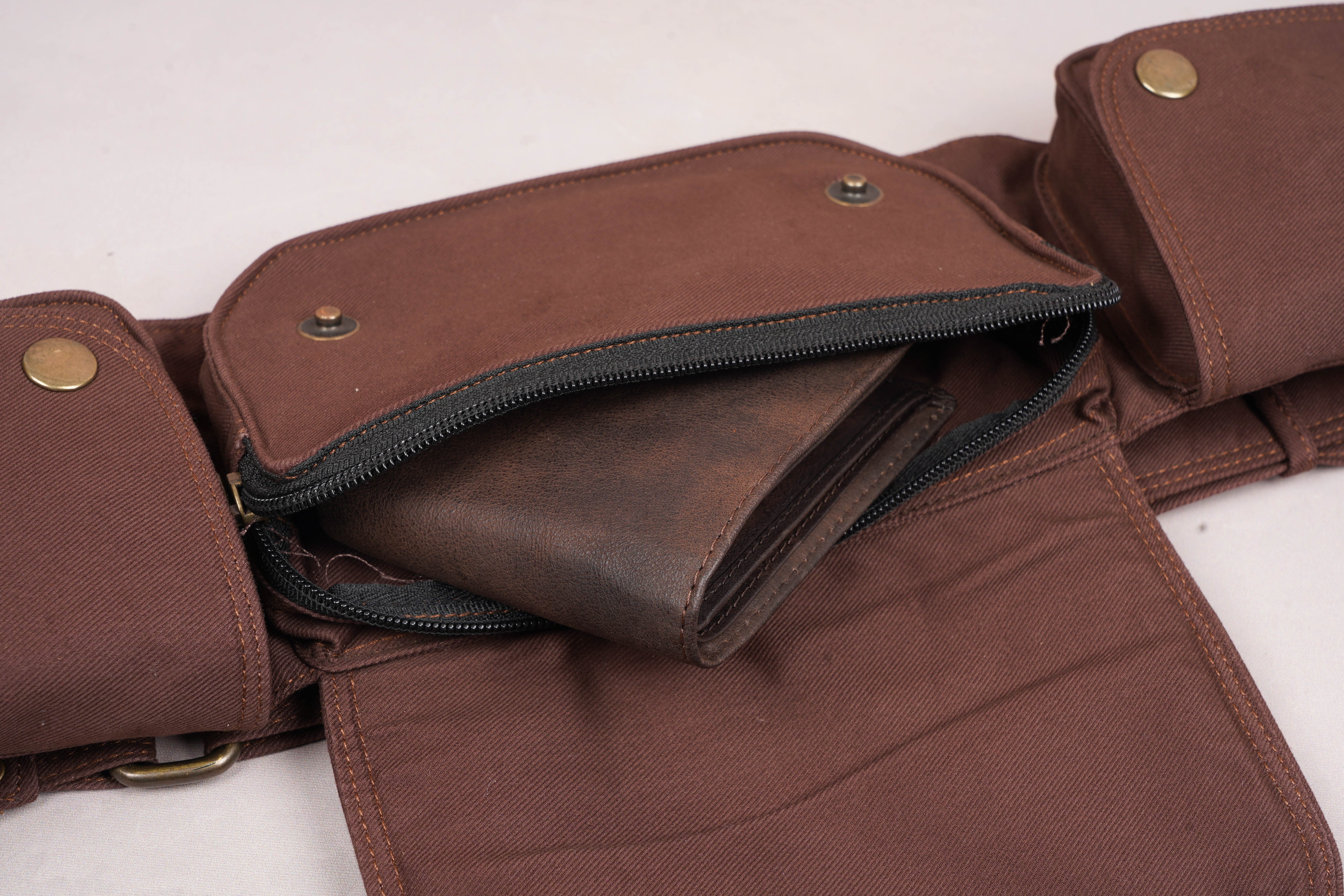 COTTON Brown belt ||Softly & Utility belt For Men and Women || Traveling bag || Money belt pouch ||