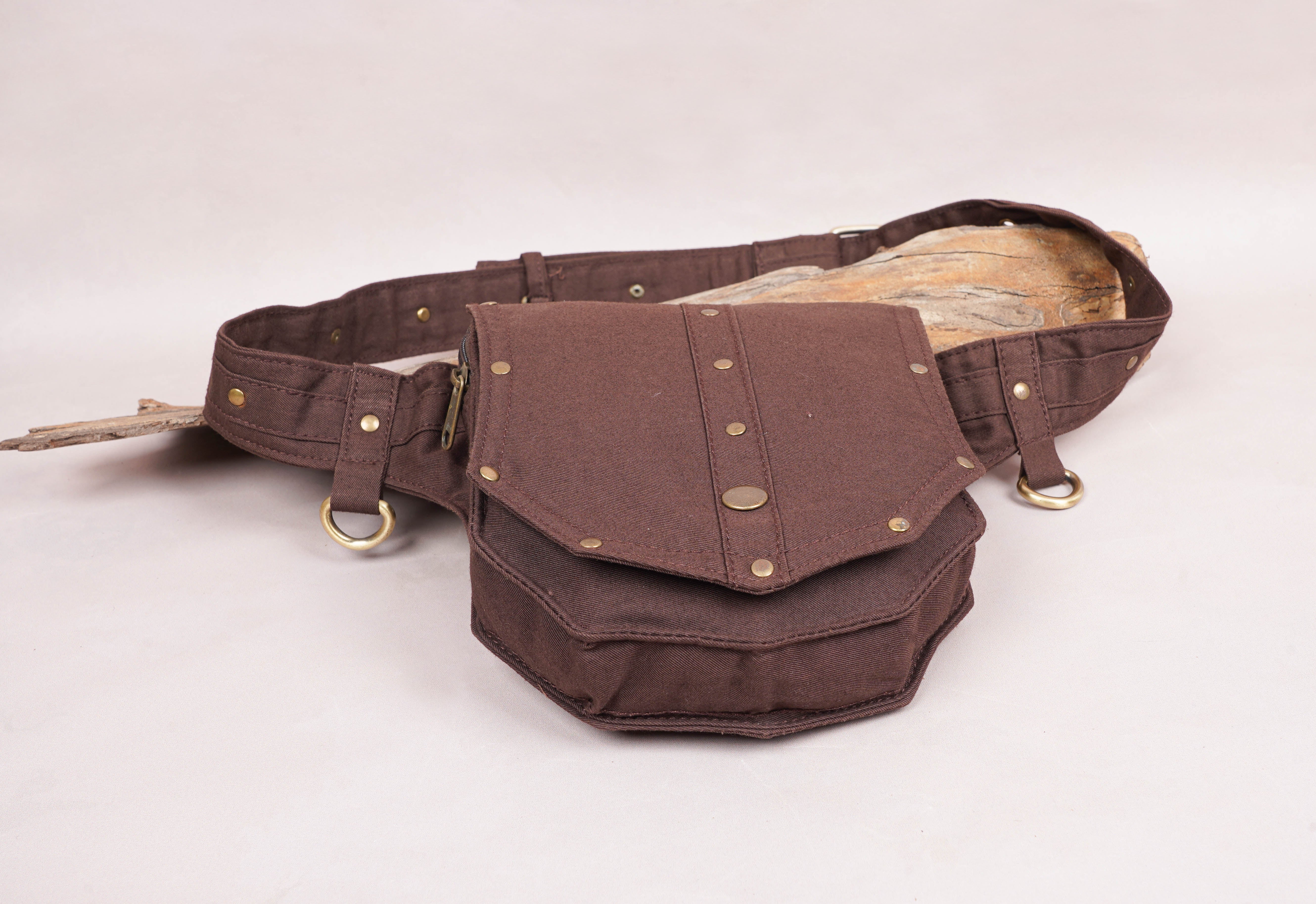 Brown Cotton Waist Bag || Simple Look Style || For Women N Men For Travelling || Handmade || Multi Pockets And One Belt Pouch Free