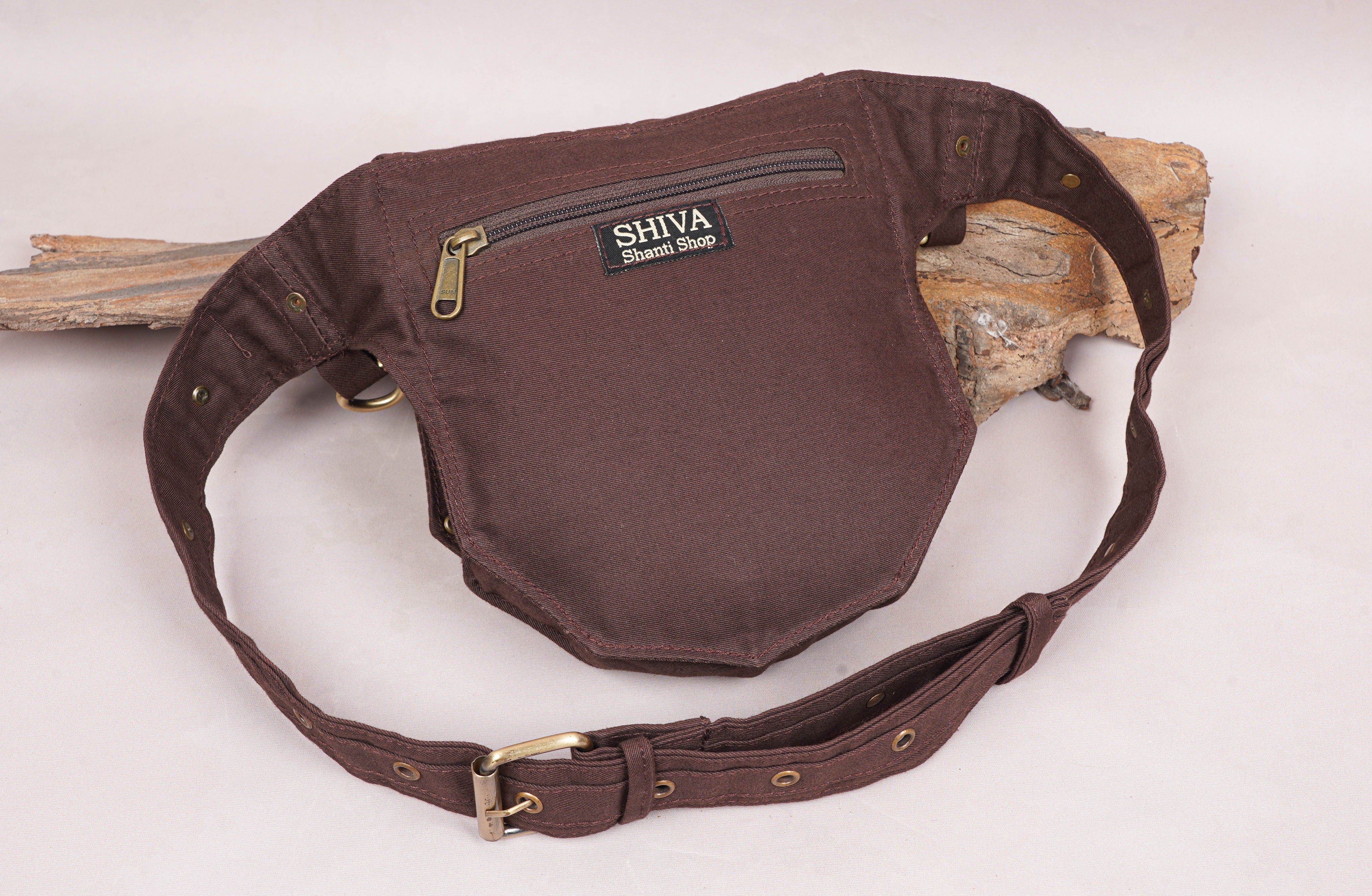 Brown Cotton Waist Bag || Simple Look Style || For Women N Men For Travelling || Handmade || Multi Pockets And One Belt Pouch Free