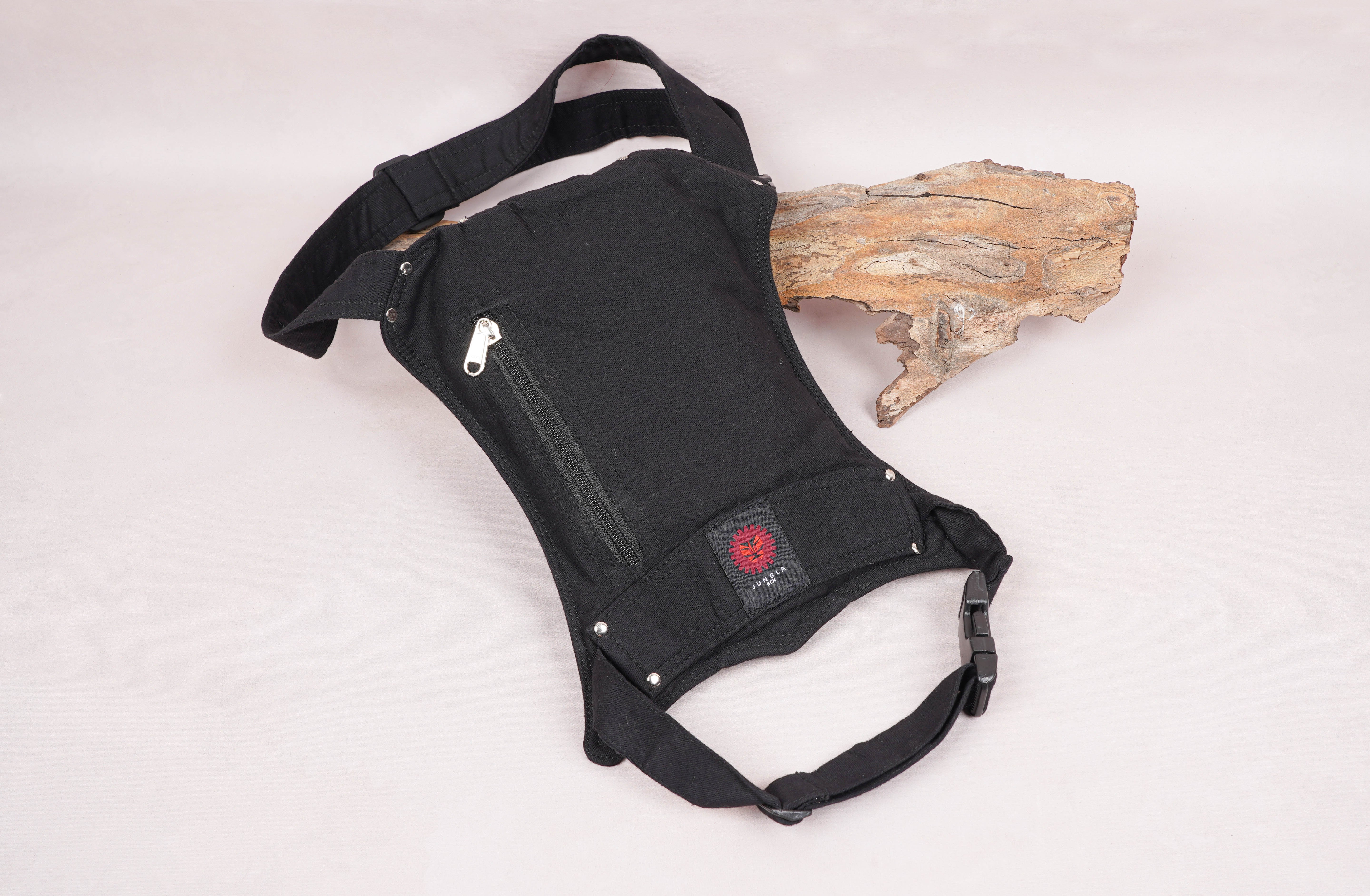 BLACK Cotton Waist Belt Bag |  For Women & Men For Travelling |