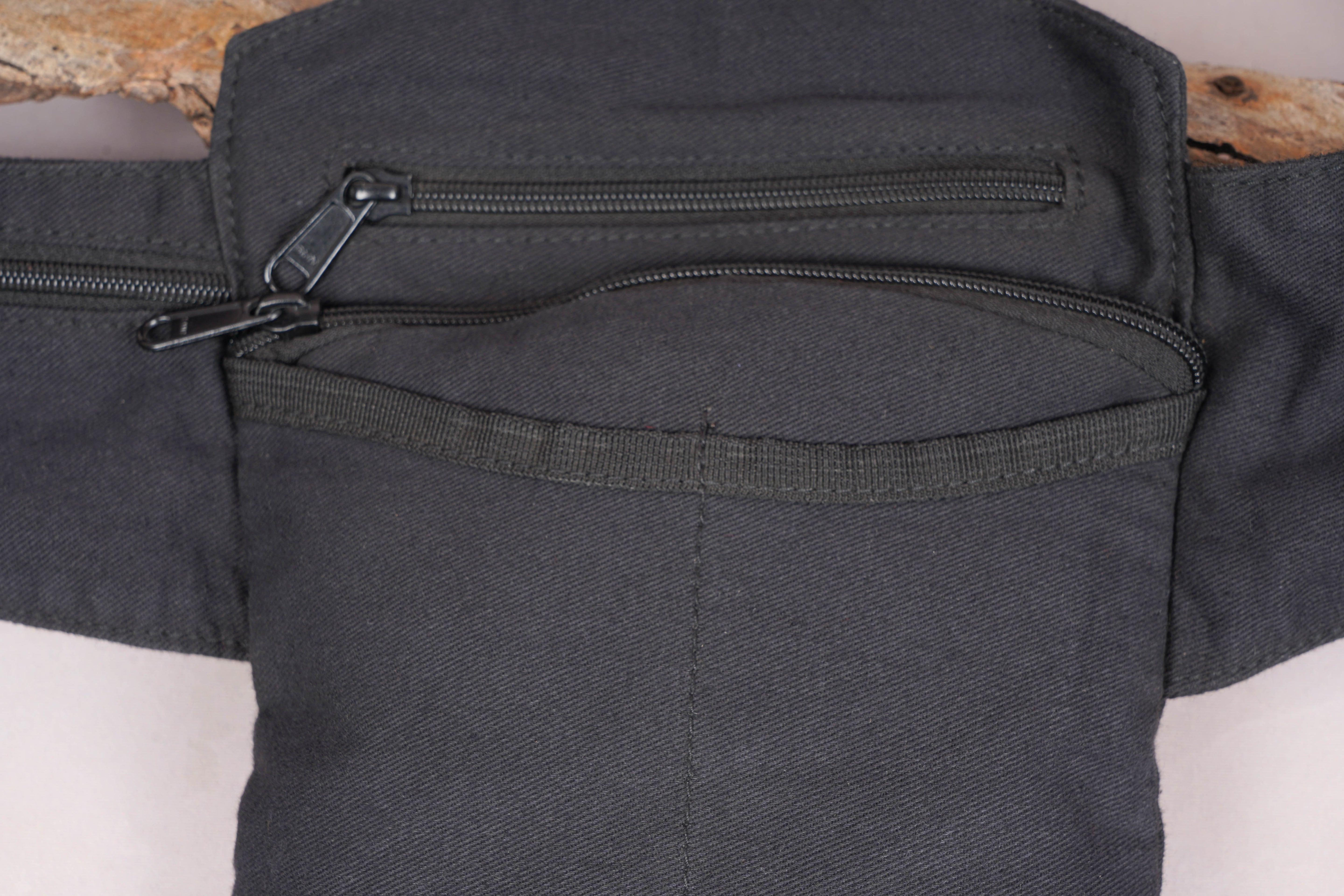 Black Cotton Hip Belt Bag || Free Hand Bag || For Men & Women || Multi Pocket Hip Bag ||