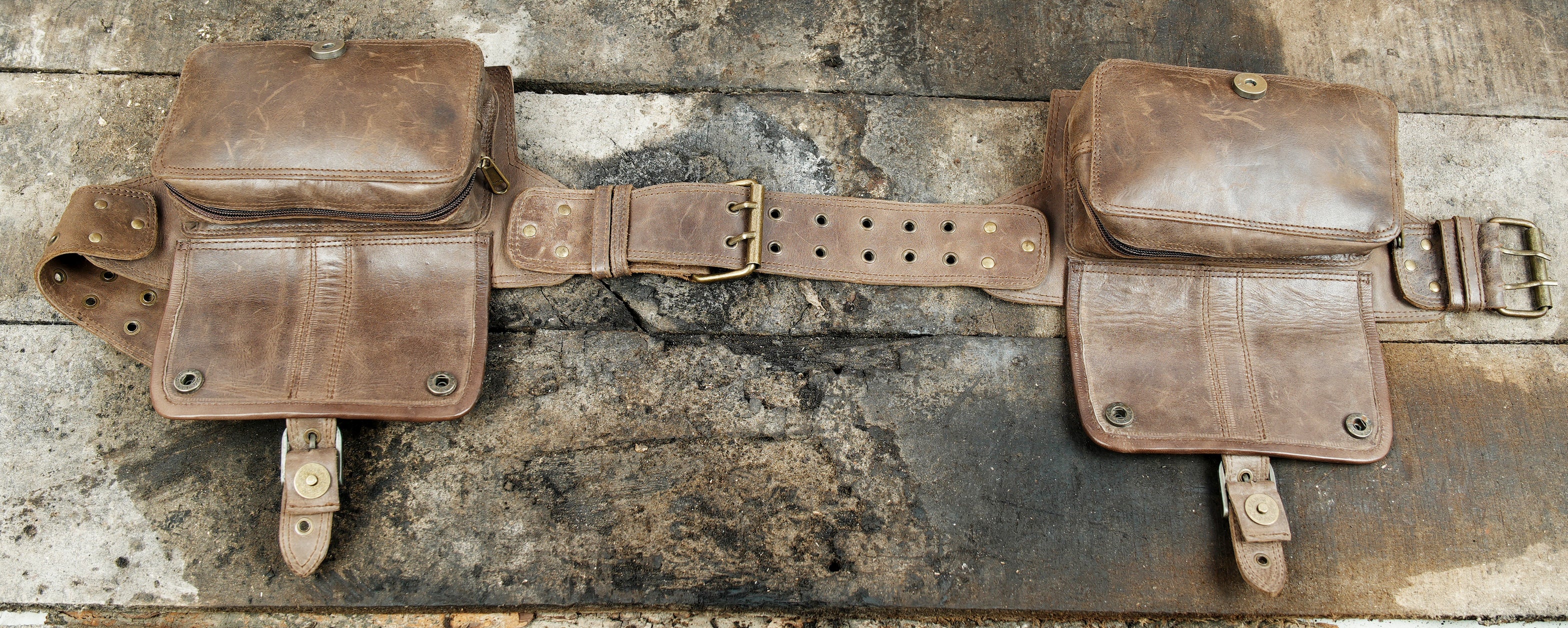 Leather Waist Belt Featuring Pockets on Both Sides 50% Off worldwide free shipping