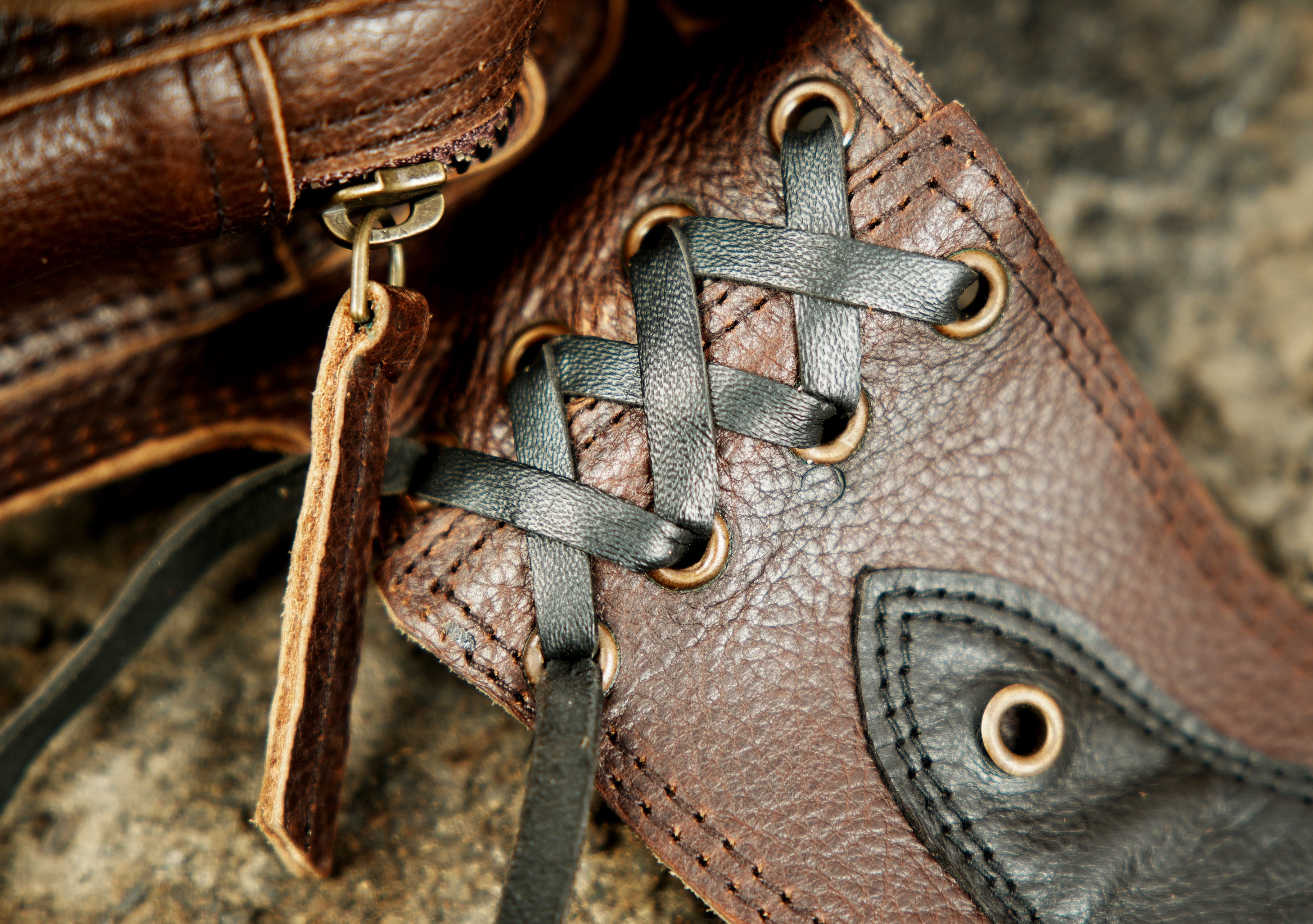 Leather Waist Belt with Two-Sided Pockets, Labradorite Gemstone, and Antique Brass Studs 50% Off worldwide free shipping