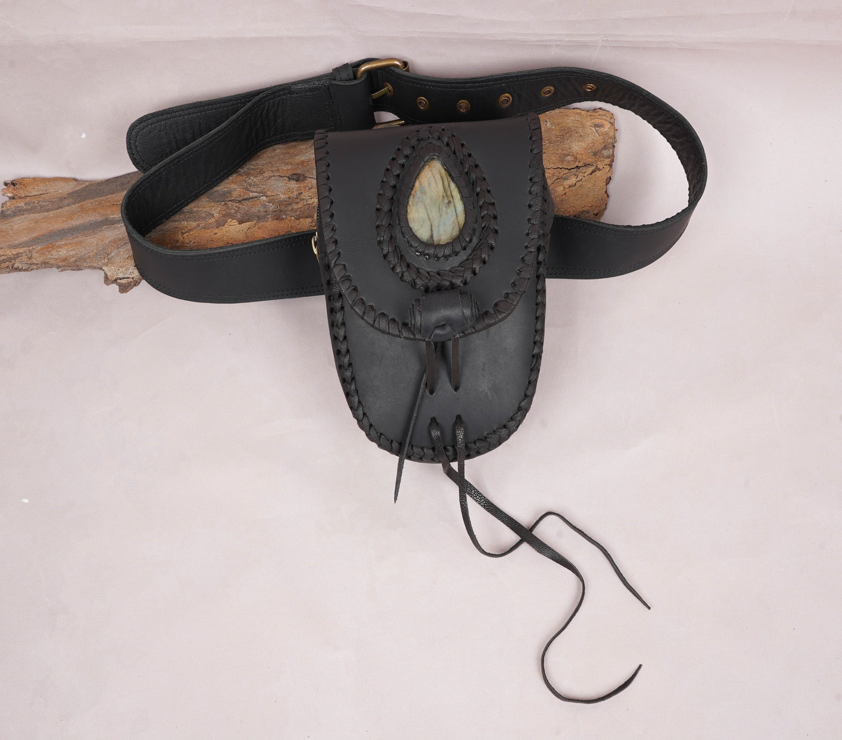 Handmade Leather Waist Bag with Adjustable Belt, Festival Fanny Pack, Leather Hip Bag, Gift for her