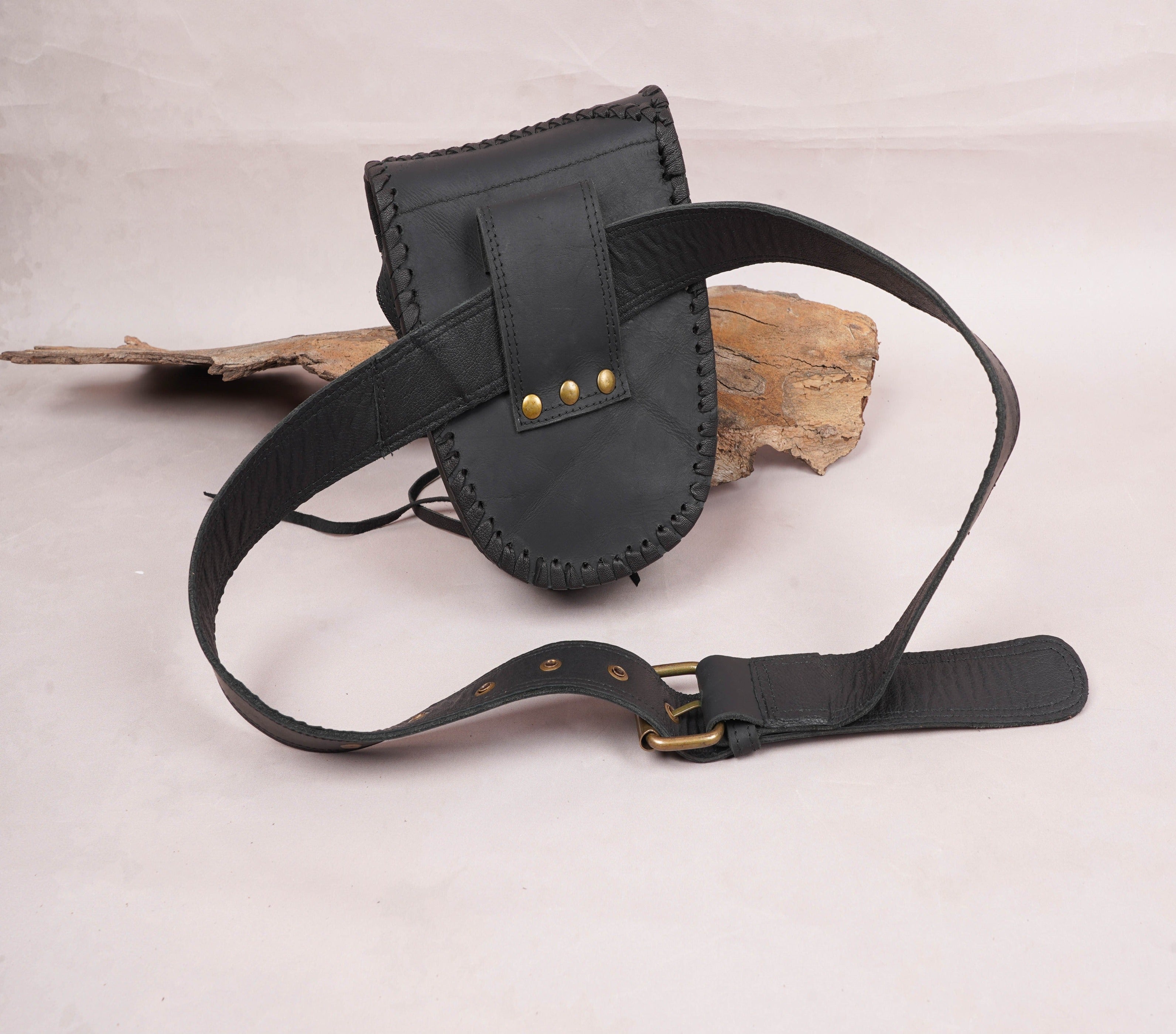 Handmade Leather Waist Bag with Adjustable Belt, Festival Fanny Pack, Leather Hip Bag, Gift for her