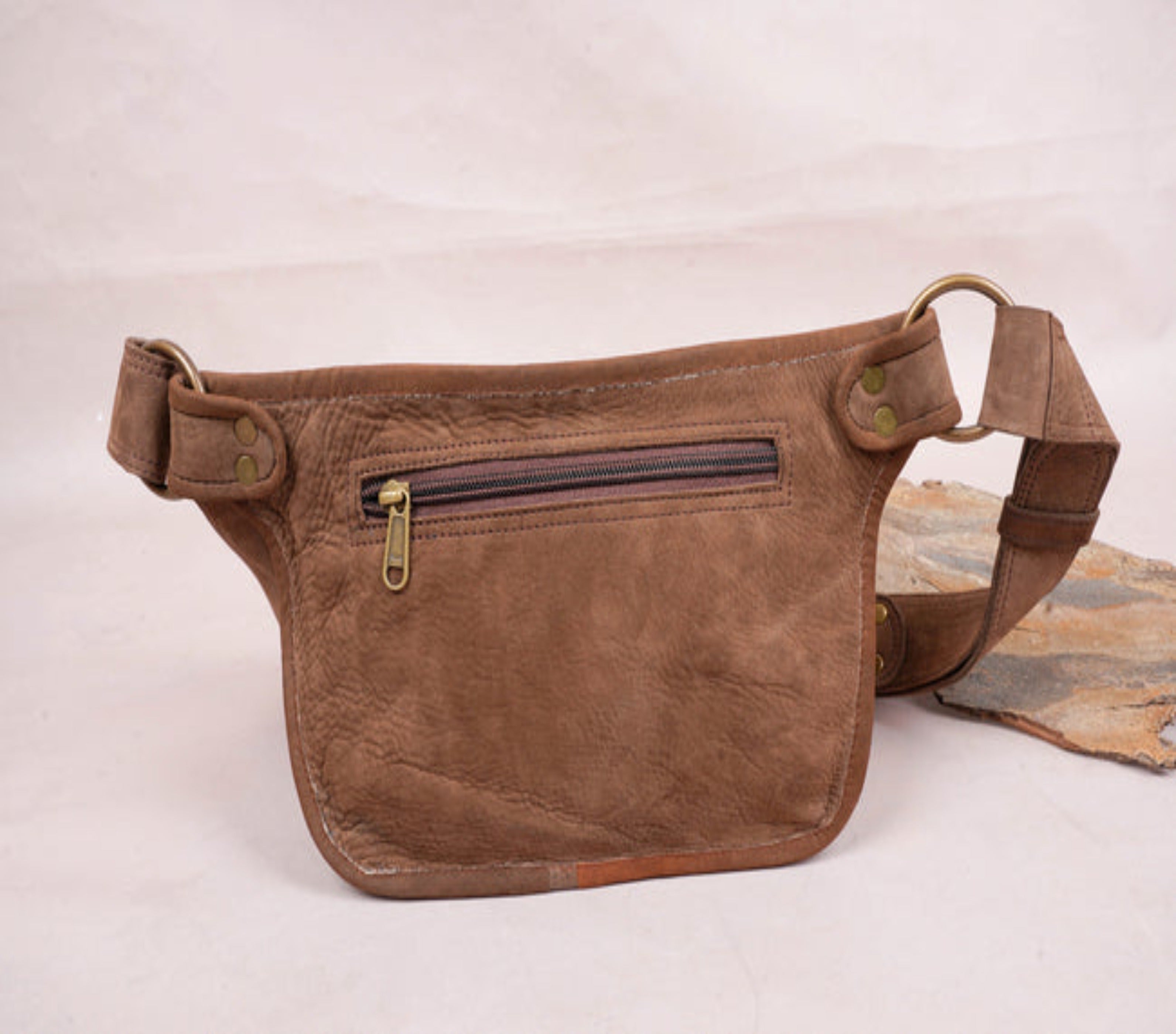 Handmade Leather Waist Bag with Adjustable Belt, Festival Utility Bag and Fanny Pack, Leather Hip Bag, Gift for her