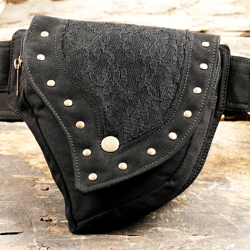 Cotton Waist Belt with Antique Brass Studs and Pockets 50% Off worldwide free shipping.