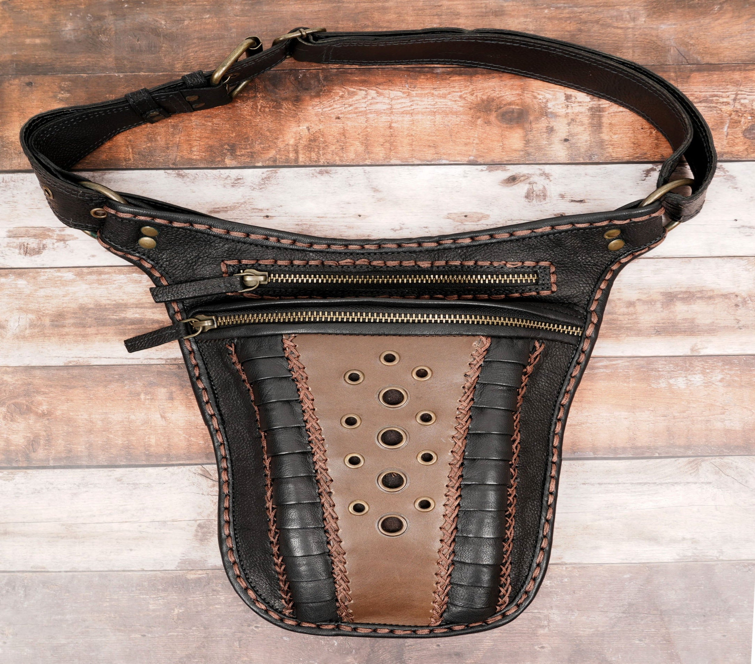 Handmade leather belt hip bag || for woman & man || FESTIVAL belt ||