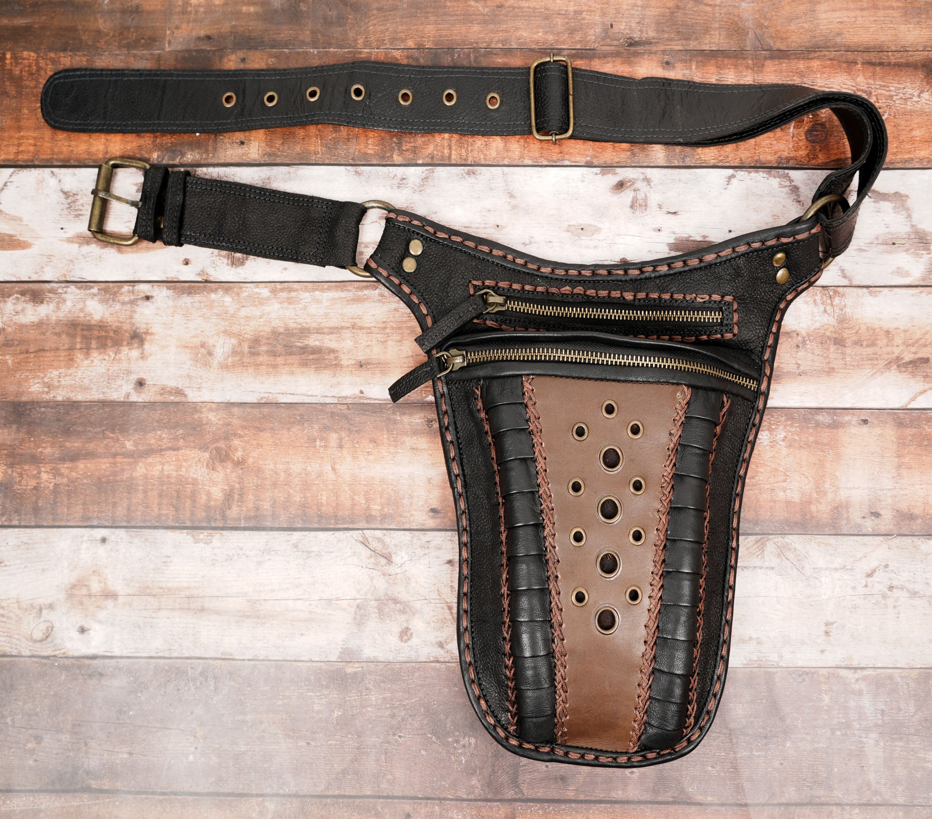 Handmade leather belt hip bag || for woman & man || FESTIVAL belt ||