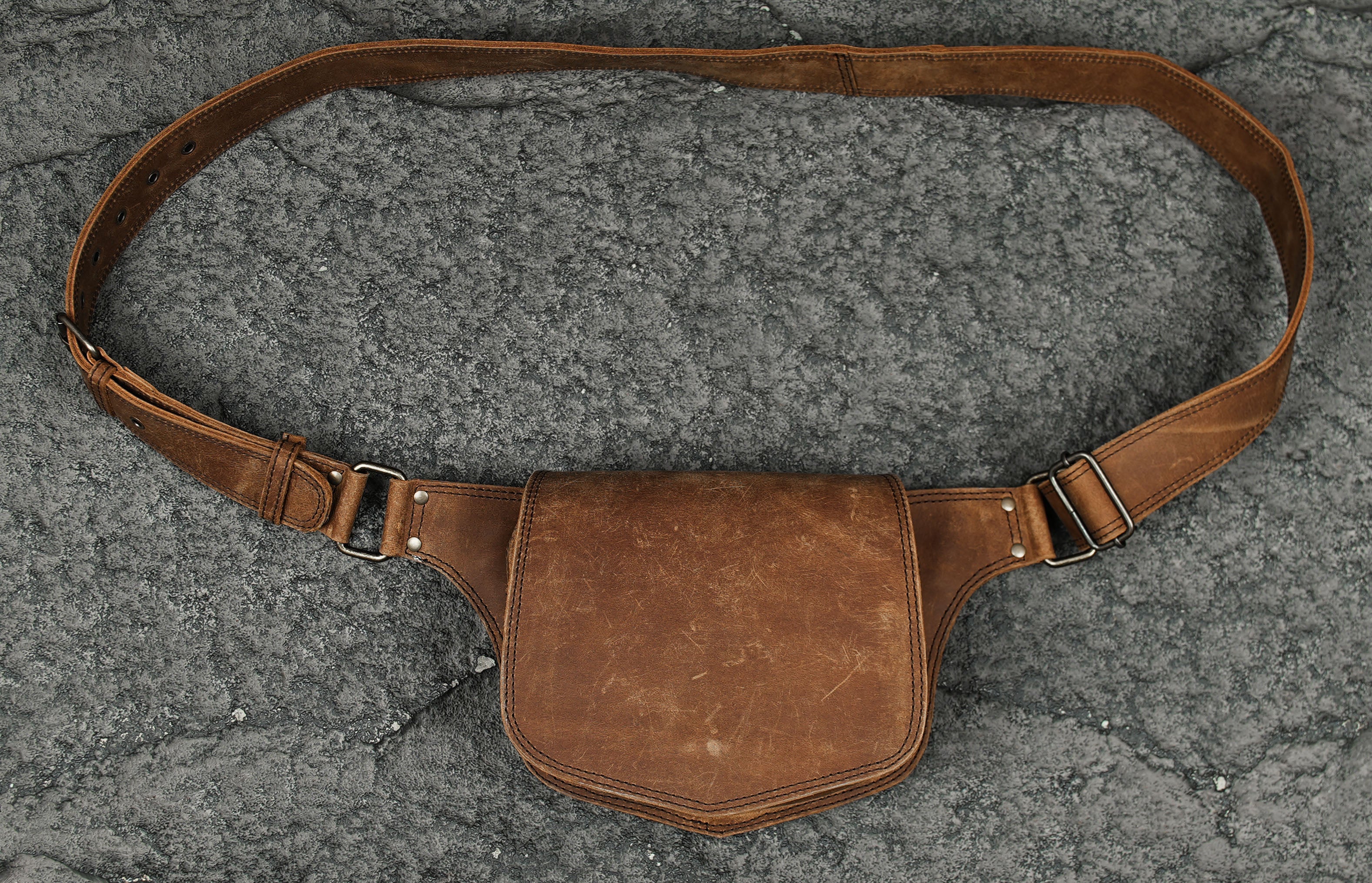 Black leather outdoor waist bag