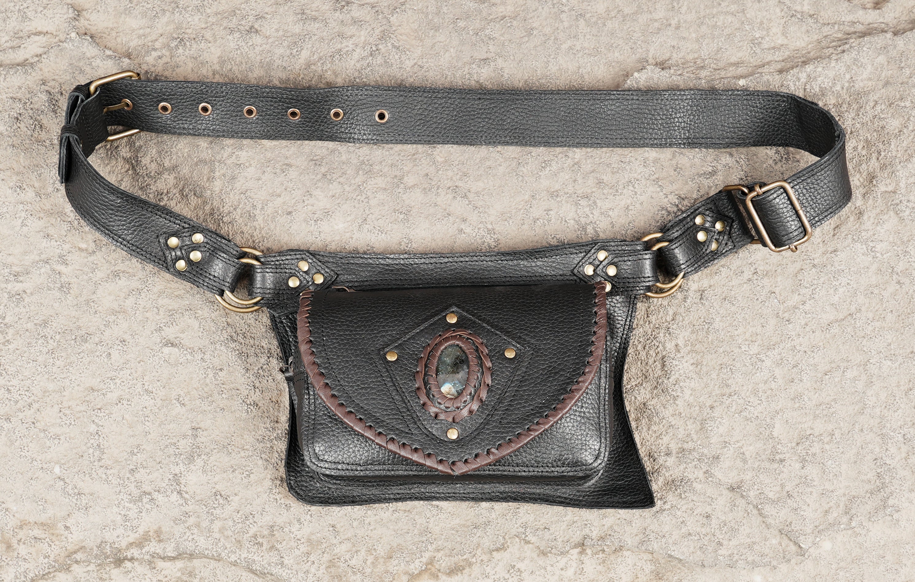 Genuine leather belt bag with handcrafted detailing